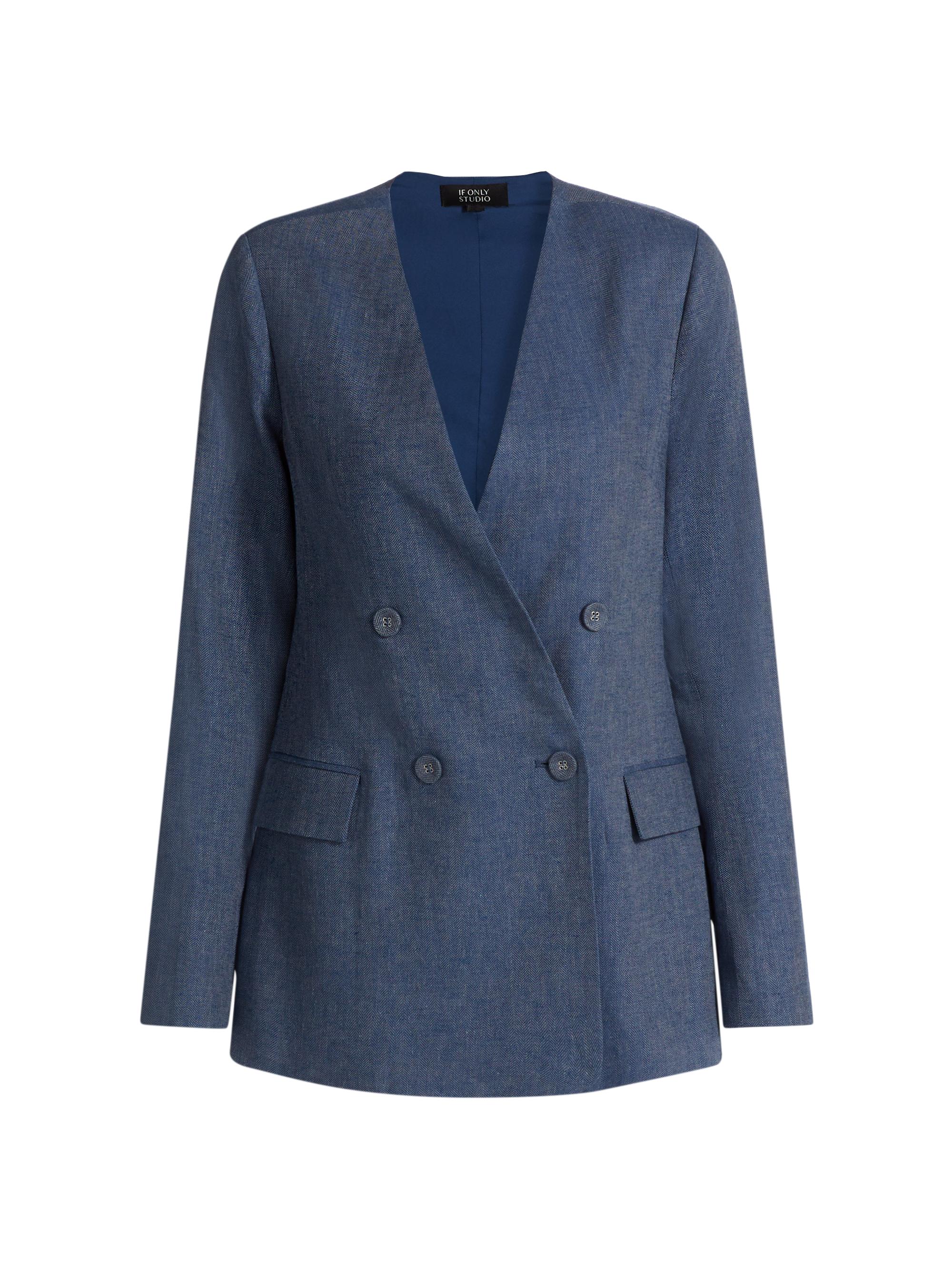 If Only Studio Stretch-Denim Single-Breasted Blazer | Saks Fifth