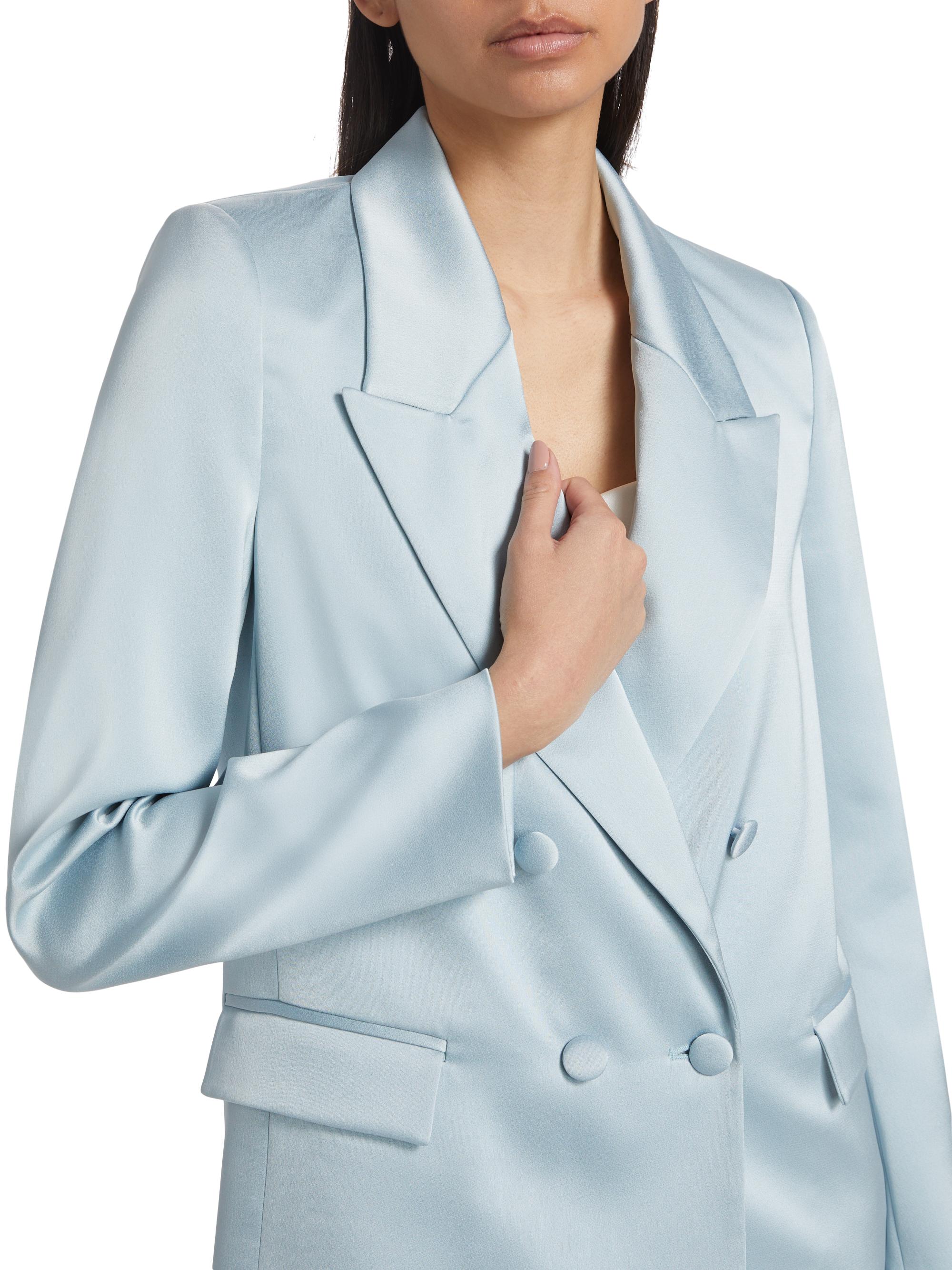 If Only Studio Hammered Satin Double-Breasted Blazer | Saks