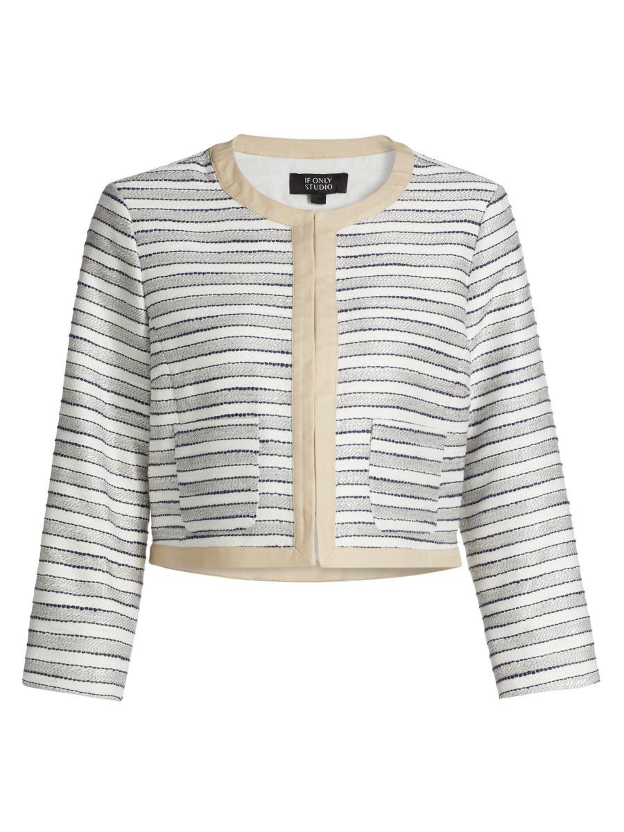 If Only Studio Striped Tweed Crop Jacket | Saks Fifth Avenue