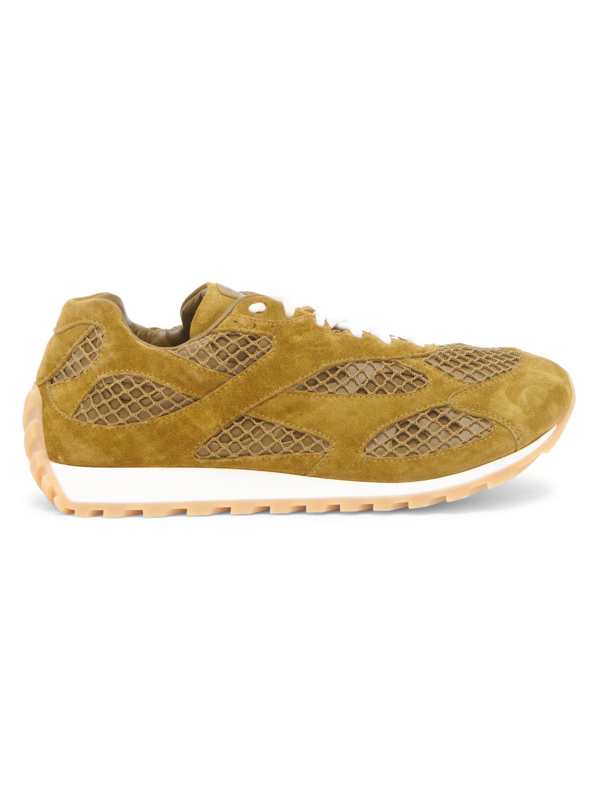 Bottega Veneta Women's Orbit Suede & Mesh Sneakers - Olive Oil