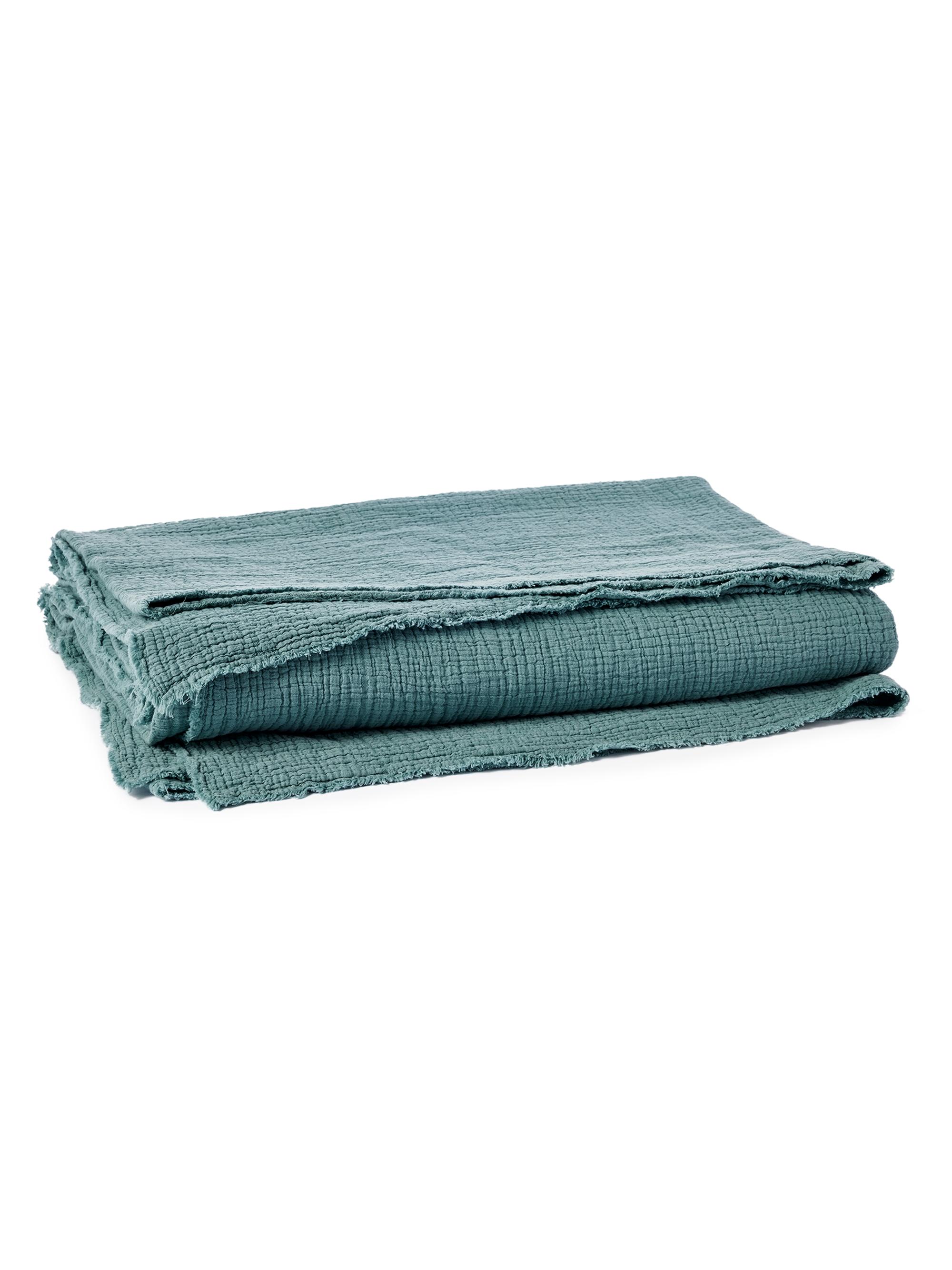 Coyuchi Topanga Solid Organic Matelasse Blanket - Tidal Chambray King