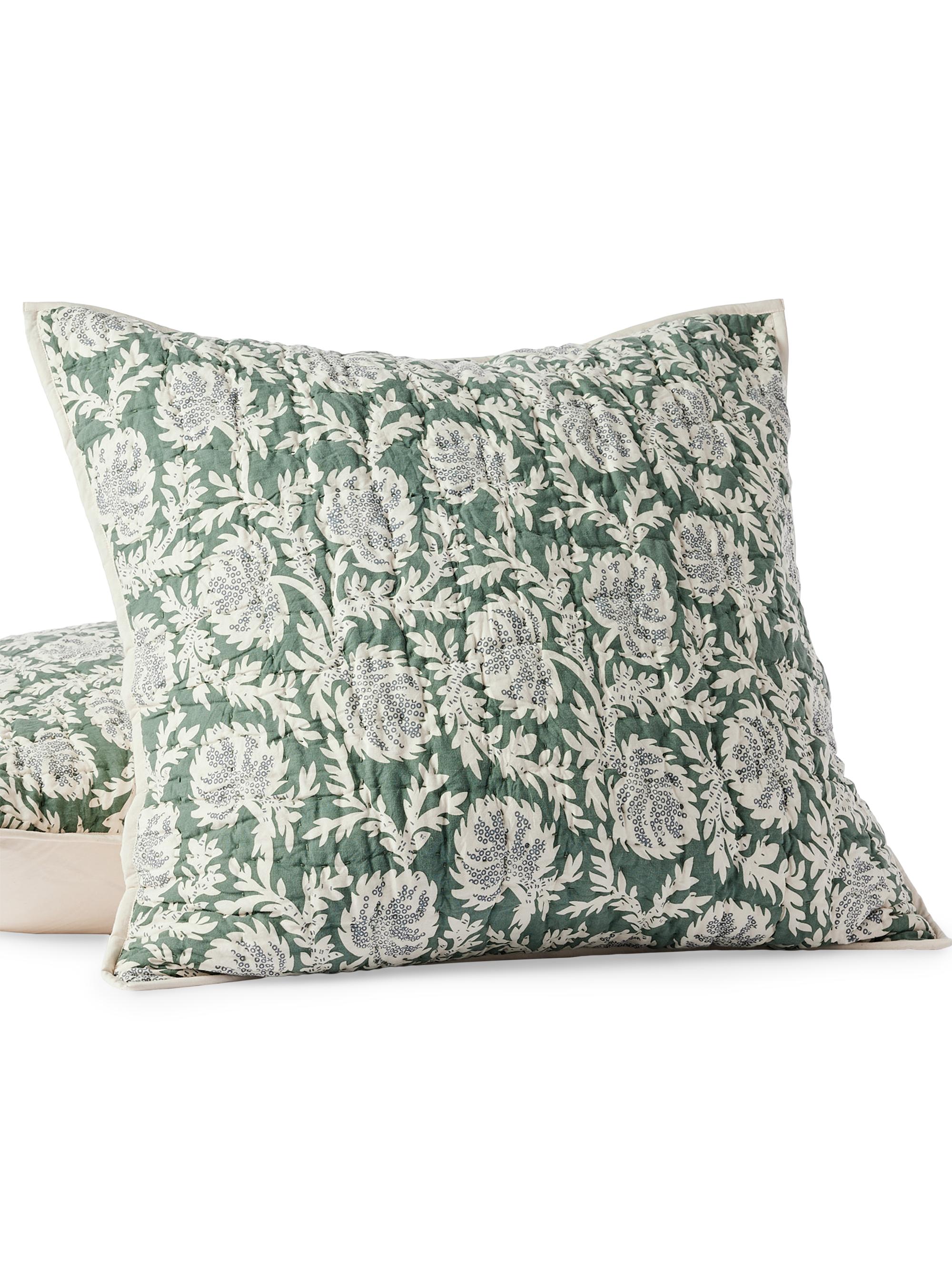 Coyuchi Robles Handstitched Organic Sham - Tidal With Khaki European