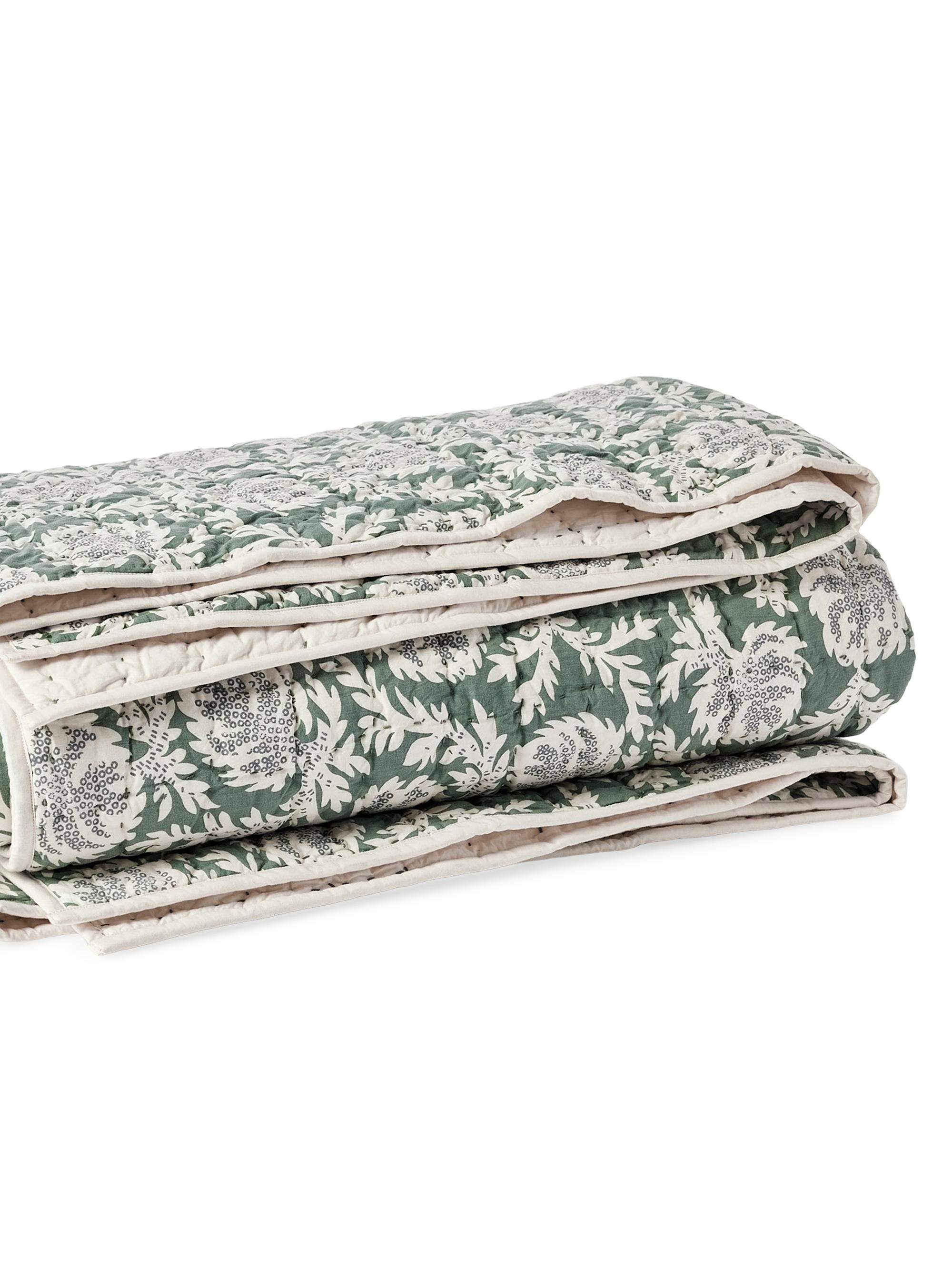 Coyuchi Robles Handstitched Organic Quilt - Tidal With Khaki King