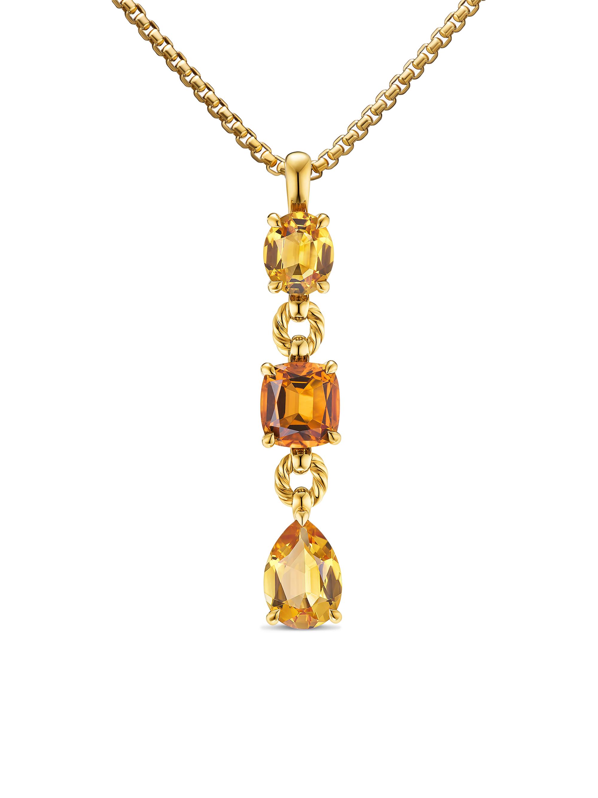 David Yurman Women's Marbella Y Pendant in 18K Yellow Gold - Amethyst