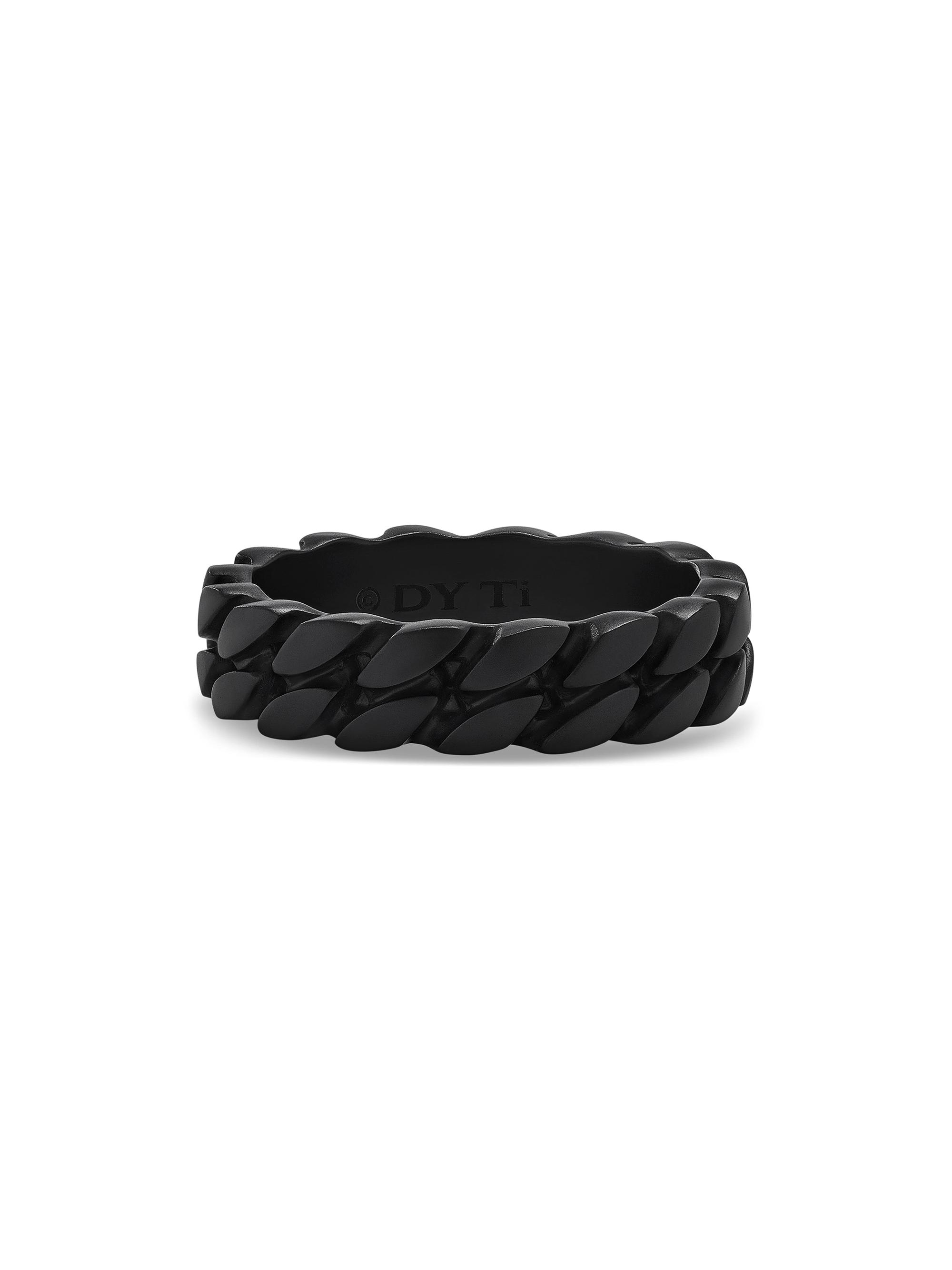 David Yurman Men's Curb Chain Band Ring in Titanium, 6MM - Black