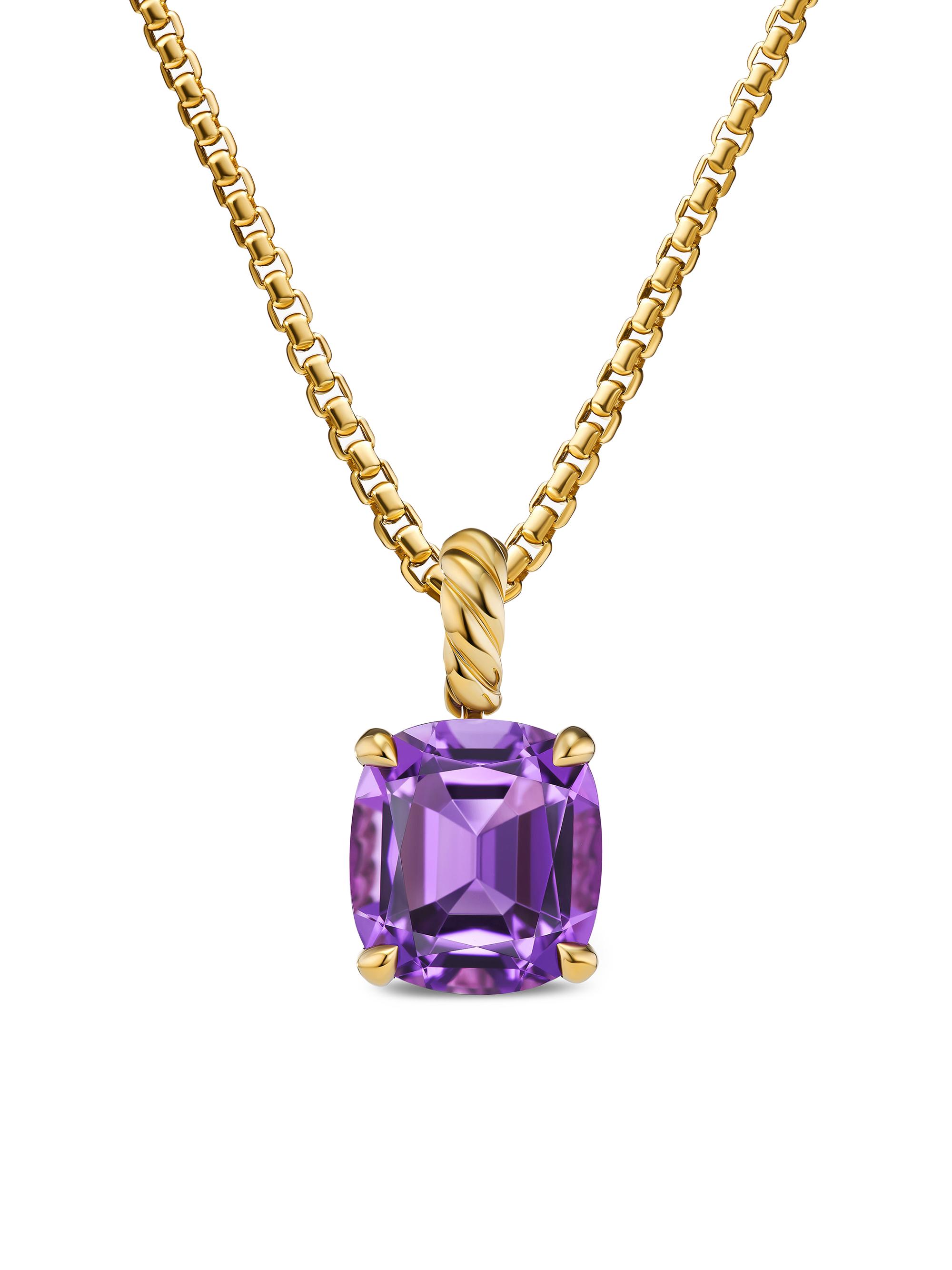 David Yurman Women's Marbella Pendant in 18K Yellow Gold - Amethyst