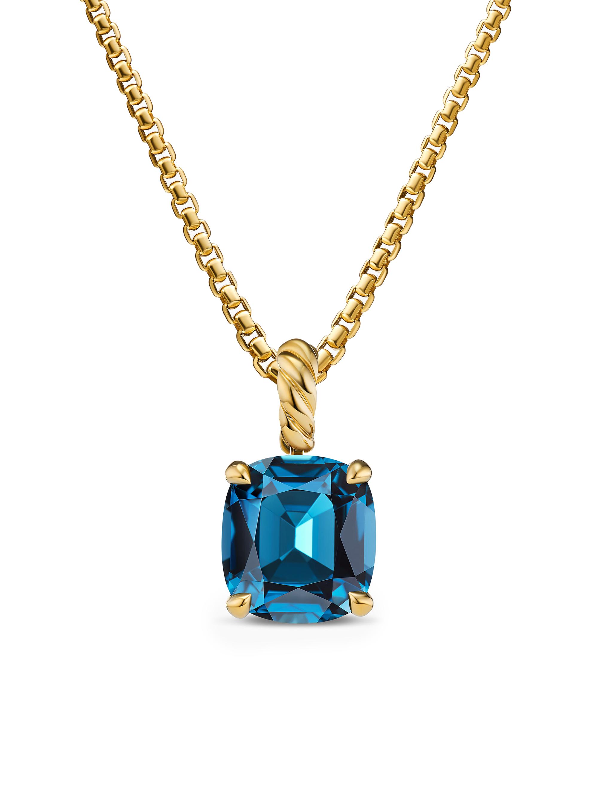 David Yurman Women's Marbella Pendant in 18K Yellow Gold - Hampton Blue Topaz