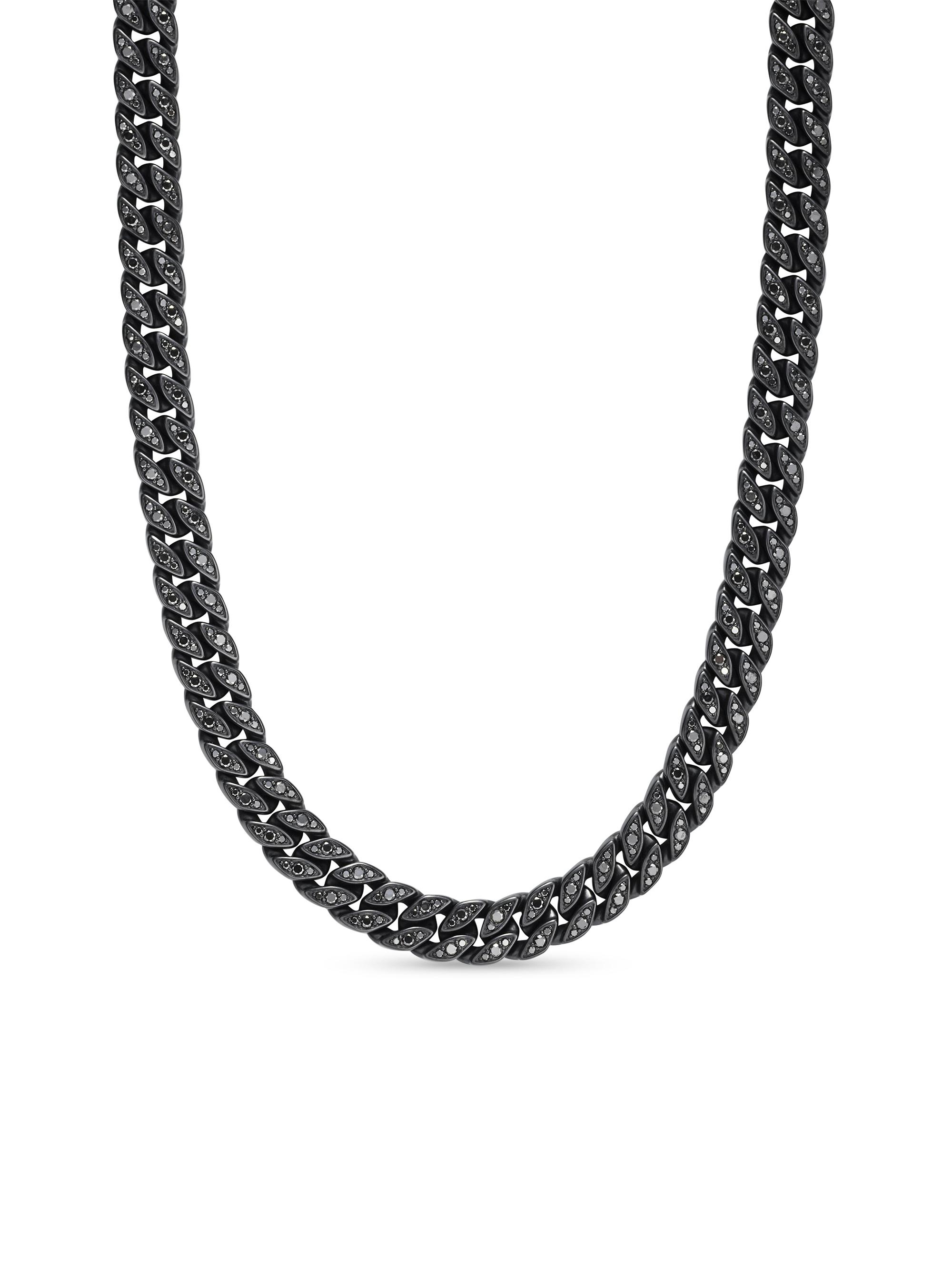 David Yurman Men's Curb Chain Necklace in Titanium - Black Diamond