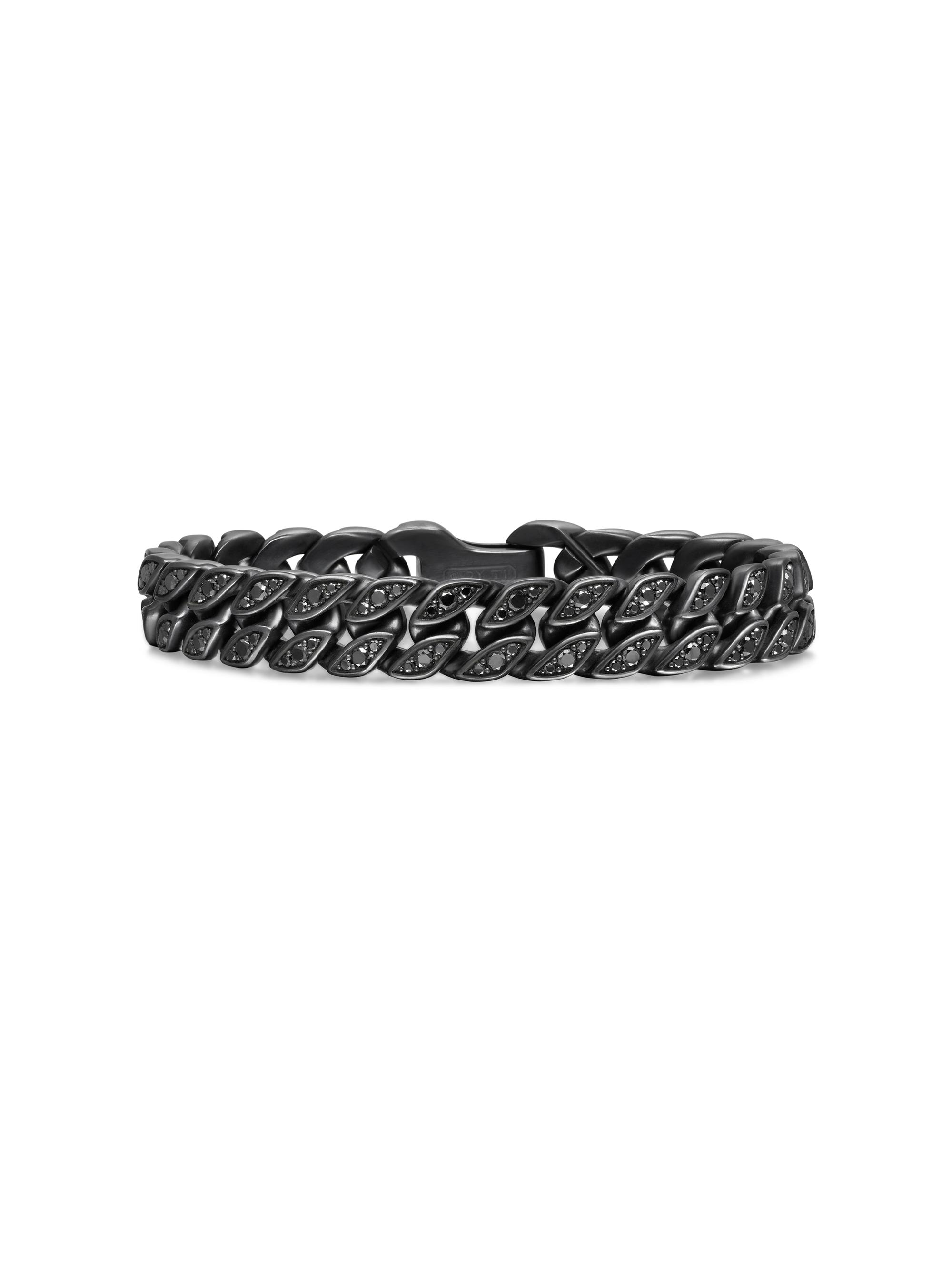 David Yurman Men's Curb Chain Bracelet in Titanium - Black Diamond