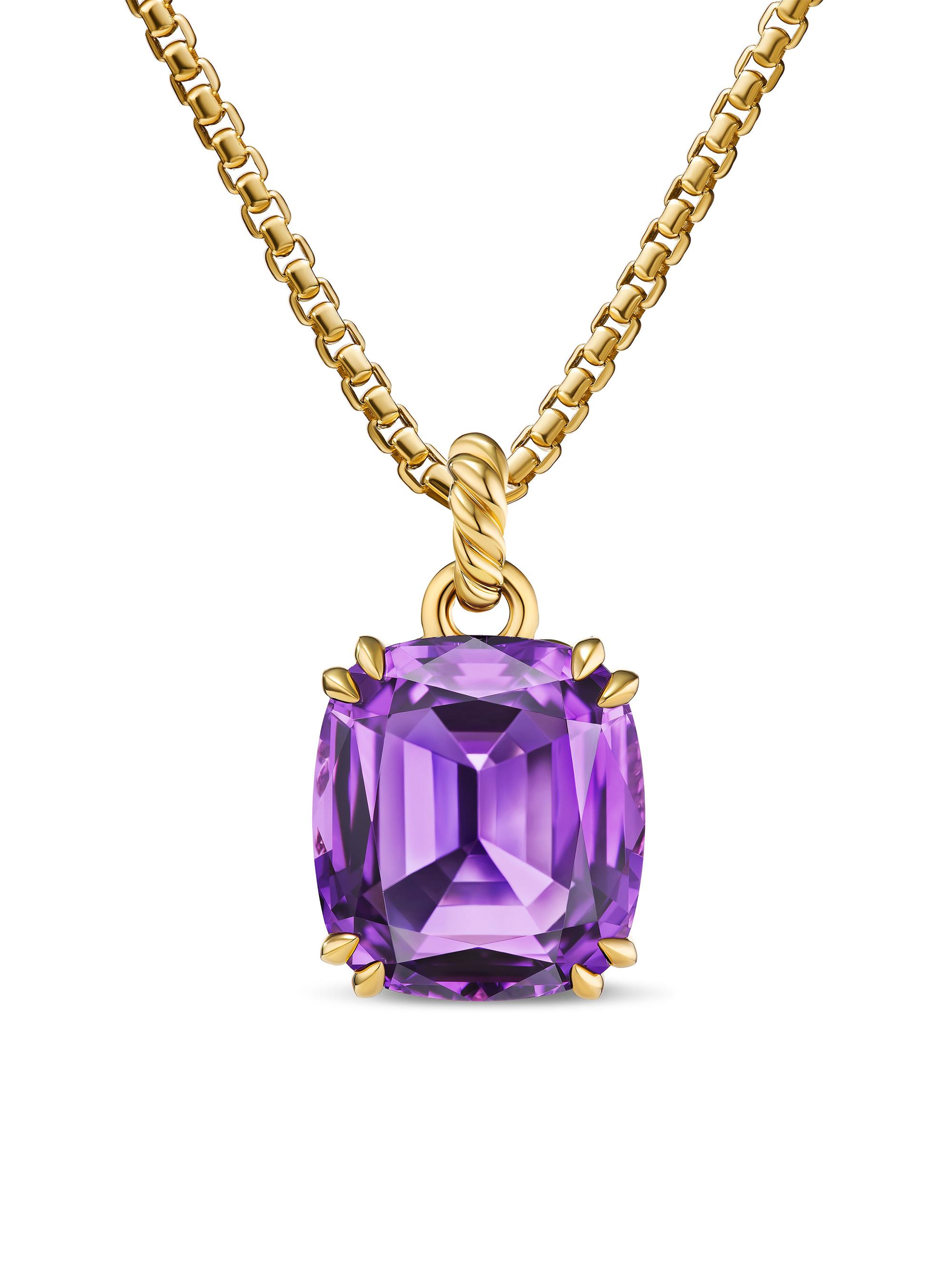 David Yurman Women's Marbella Pendant in 18K Yellow Gold - Amethyst