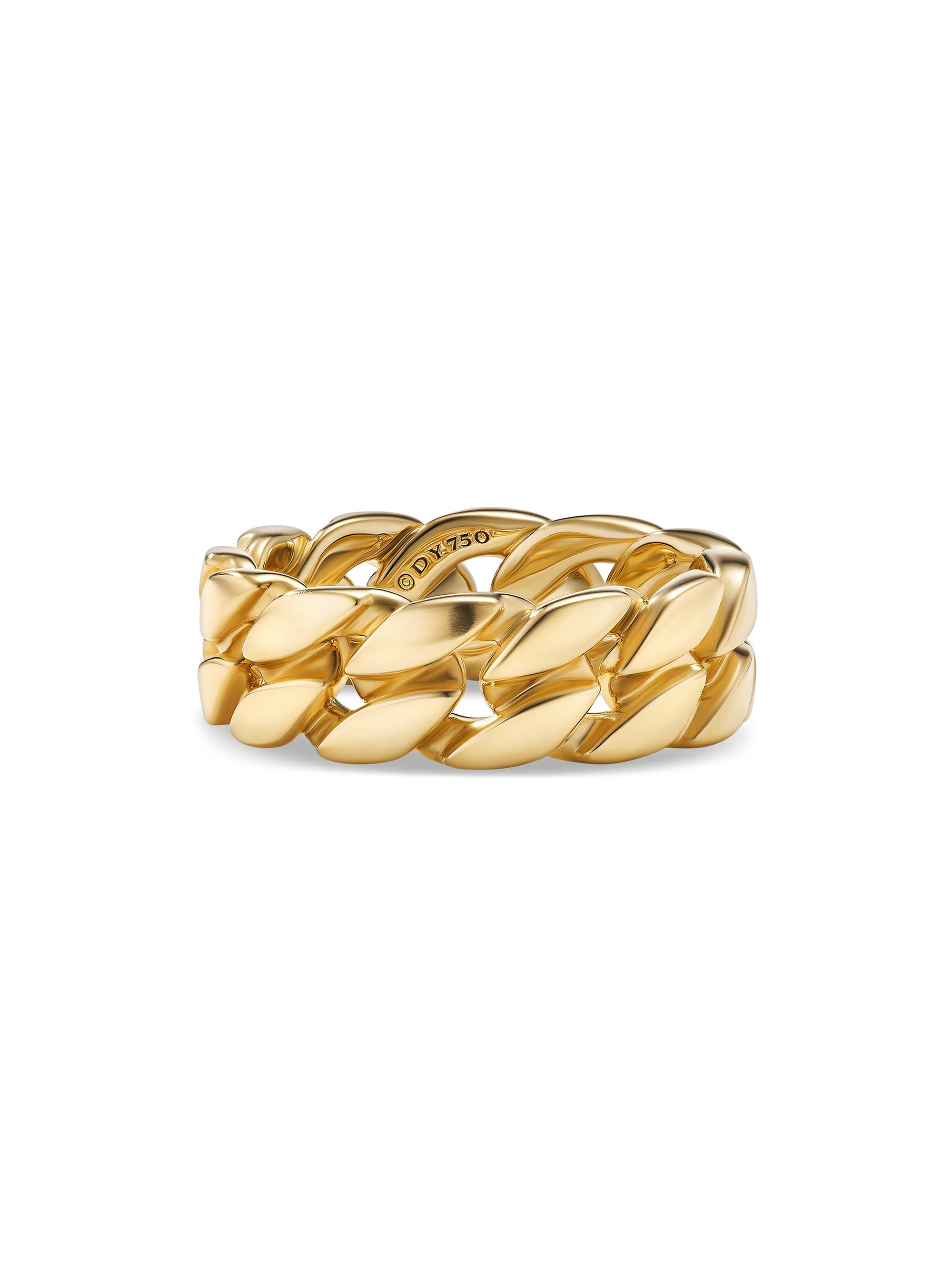 David Yurman Men's Curb Chain Band Ring in 18K Yellow Gold, 8MM - Gold