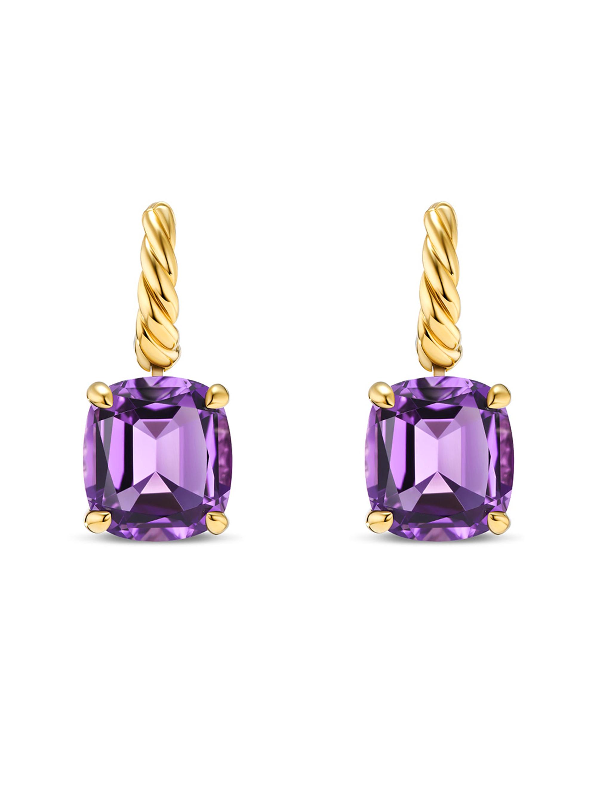 David Yurman Women's Marbella Drop Earrings in 18K Yellow Gold - Amethyst