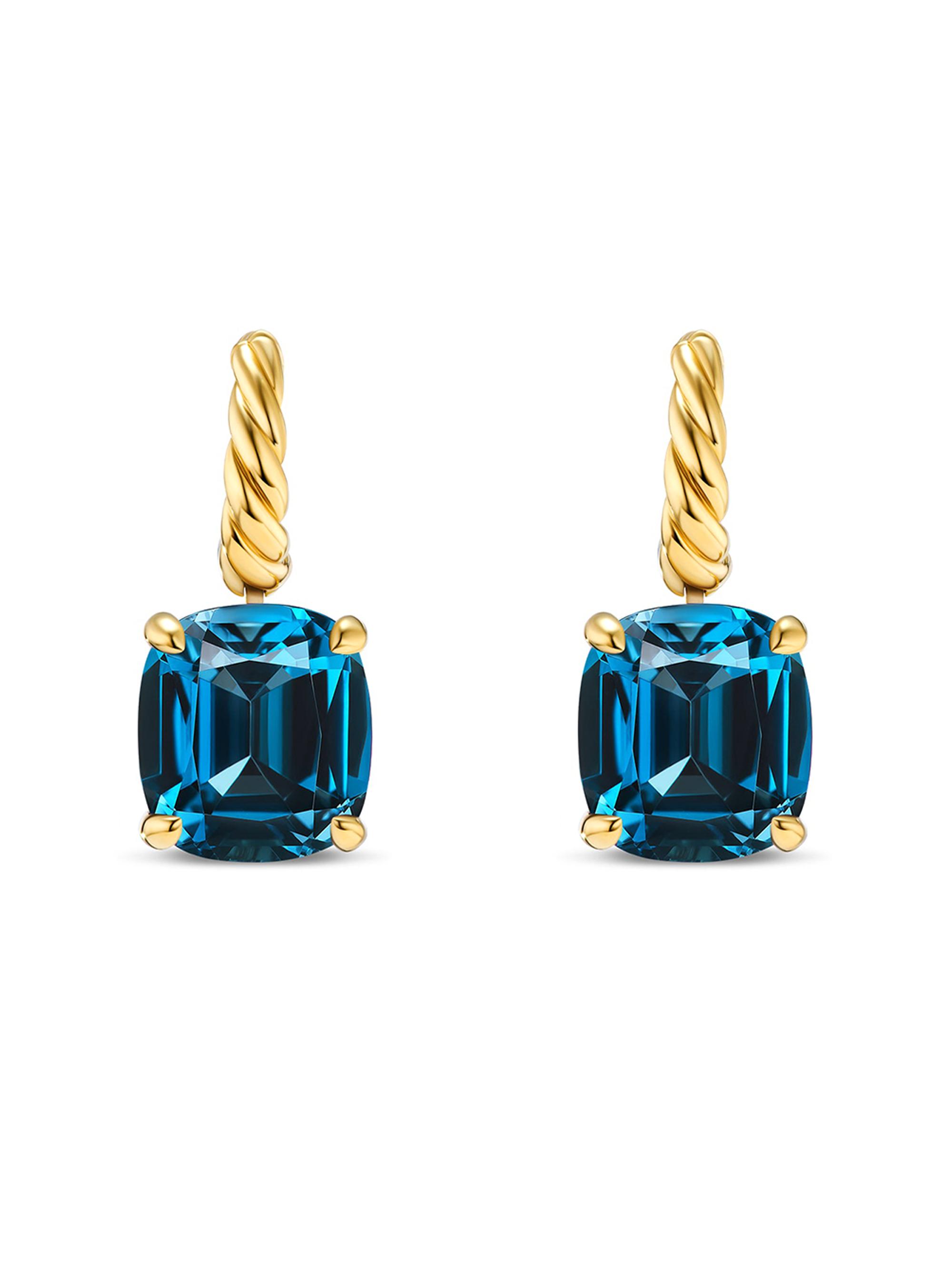 David Yurman Women's Marbella Drop Earrings in 18K Yellow Gold - Hampton Blue Topaz