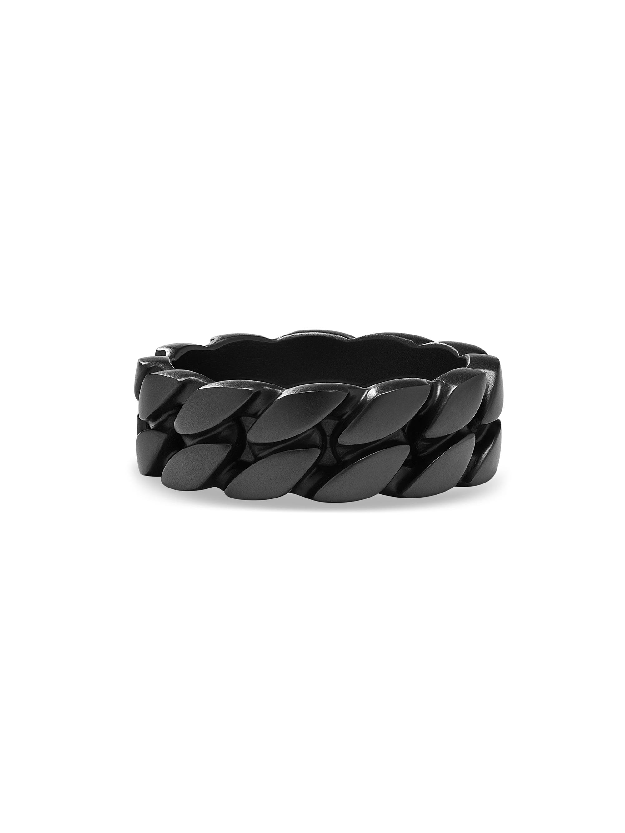 David Yurman Men's Curb Chain Band Ring in Black Titanium, 8MM - Black