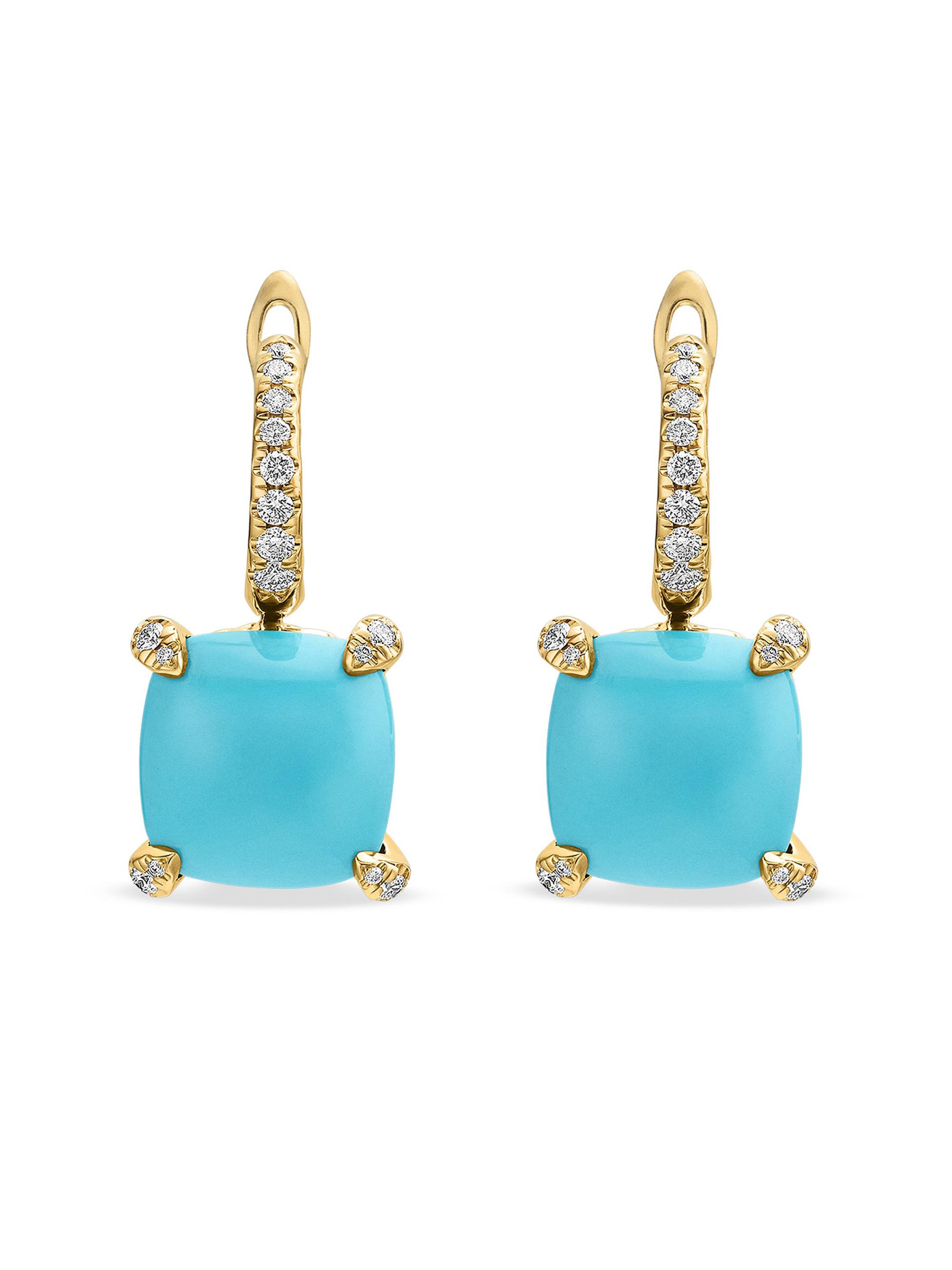 David Yurman Women's Chatelaine Drop Earrings in 18K Yellow Gold - Turquoise