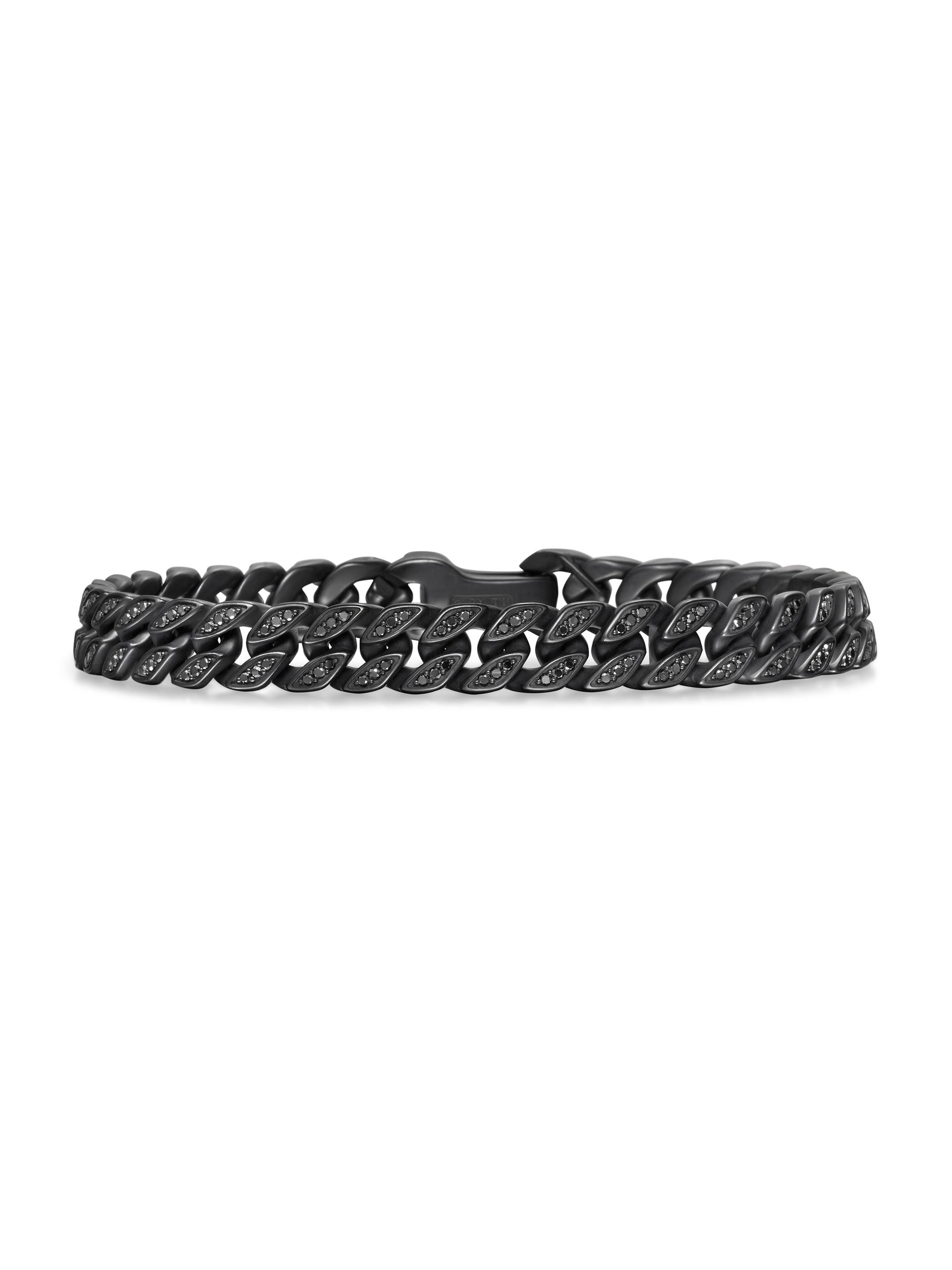 David Yurman Men's Curb Chain Bracelet in Titanium - Black Diamond