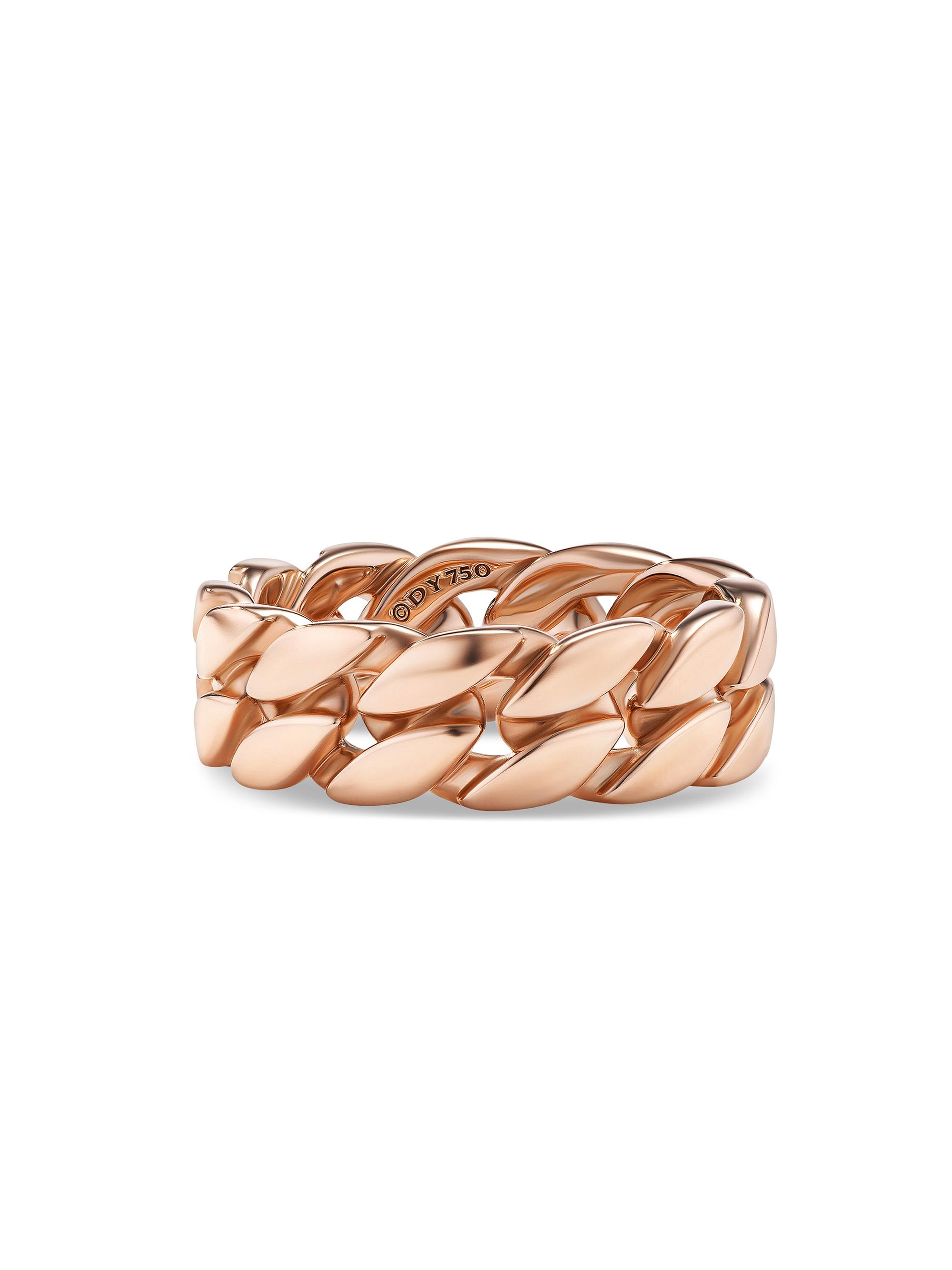 David Yurman Men's Curb Chain Band Ring in 1K Rose Gold, MM - Rose Gold