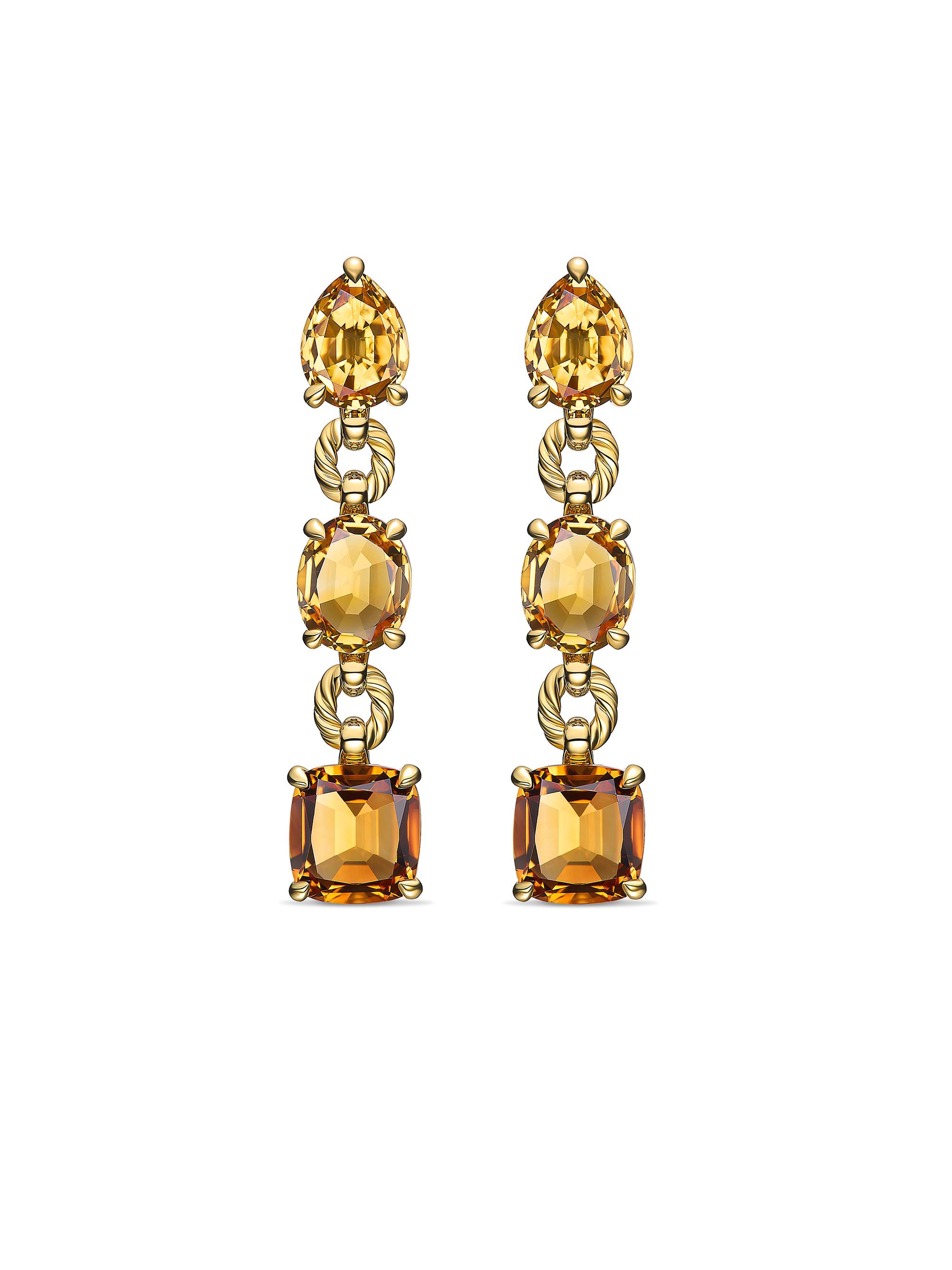 David Yurman Women's Marbella Drop Earrings in 18K Yellow Gold - Blue Topaz