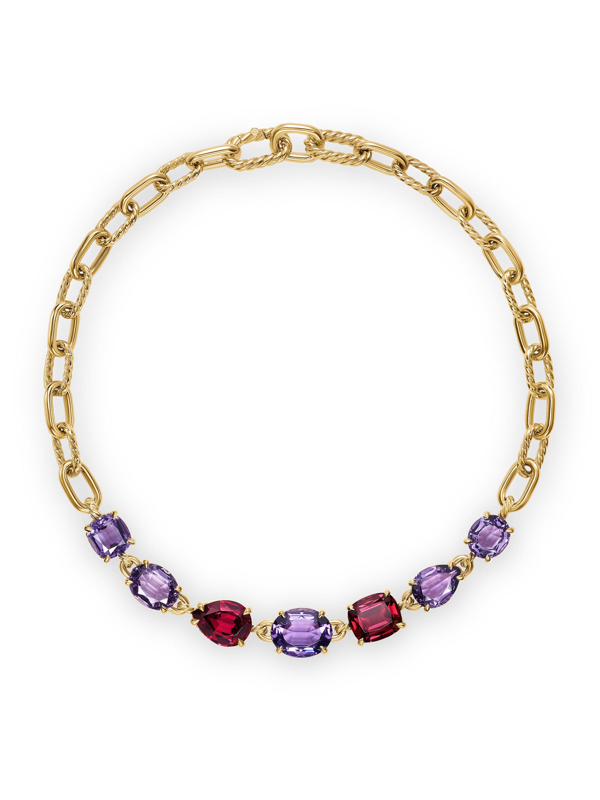 David Yurman Women's Marbella Chain Necklace in 18K Yellow Gold - Amethyst