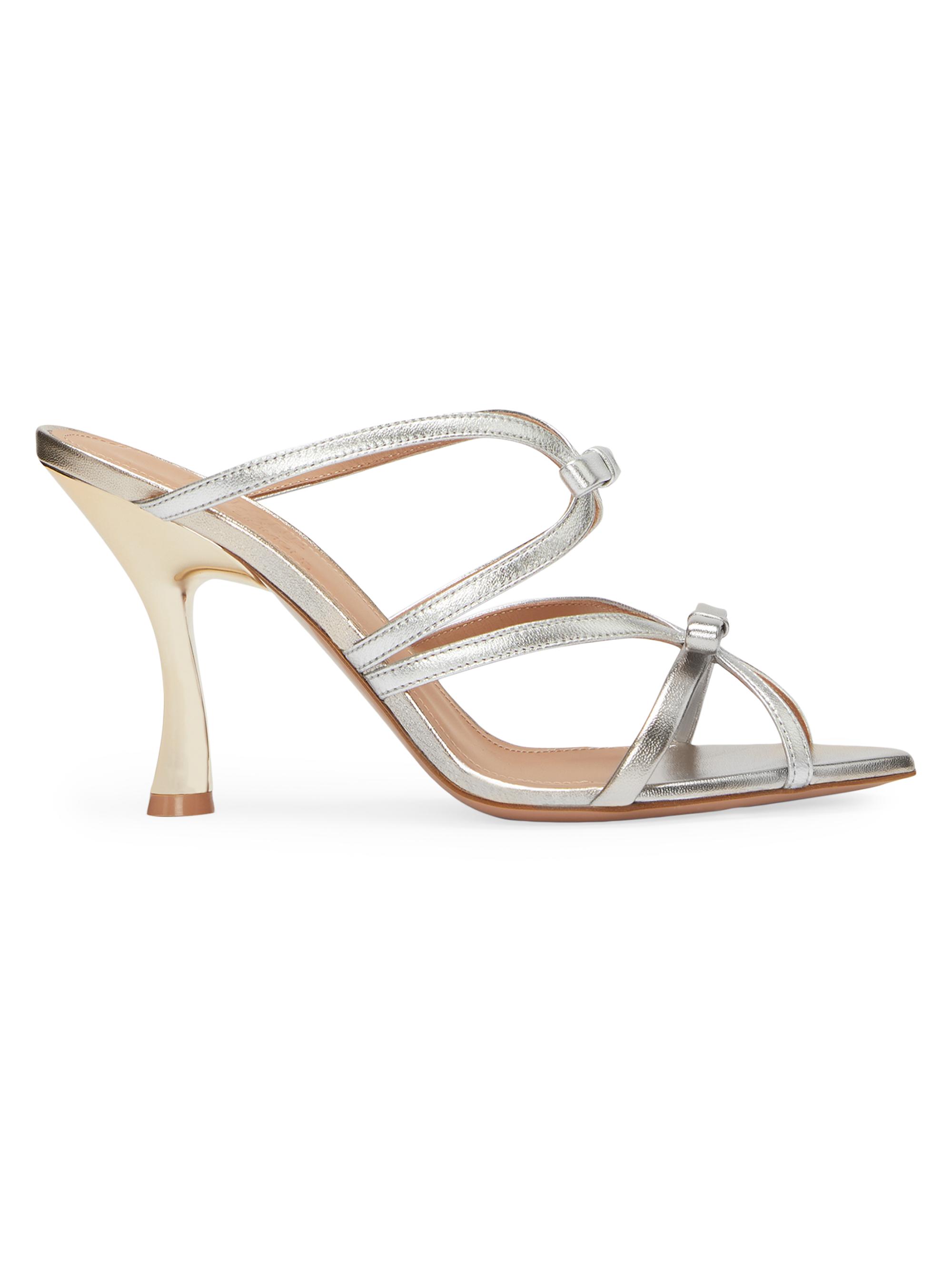 Malone Souliers Women's  x Tabitha Simmons Bowrama Metallic Leather Mule Sandals - Champagne Silver