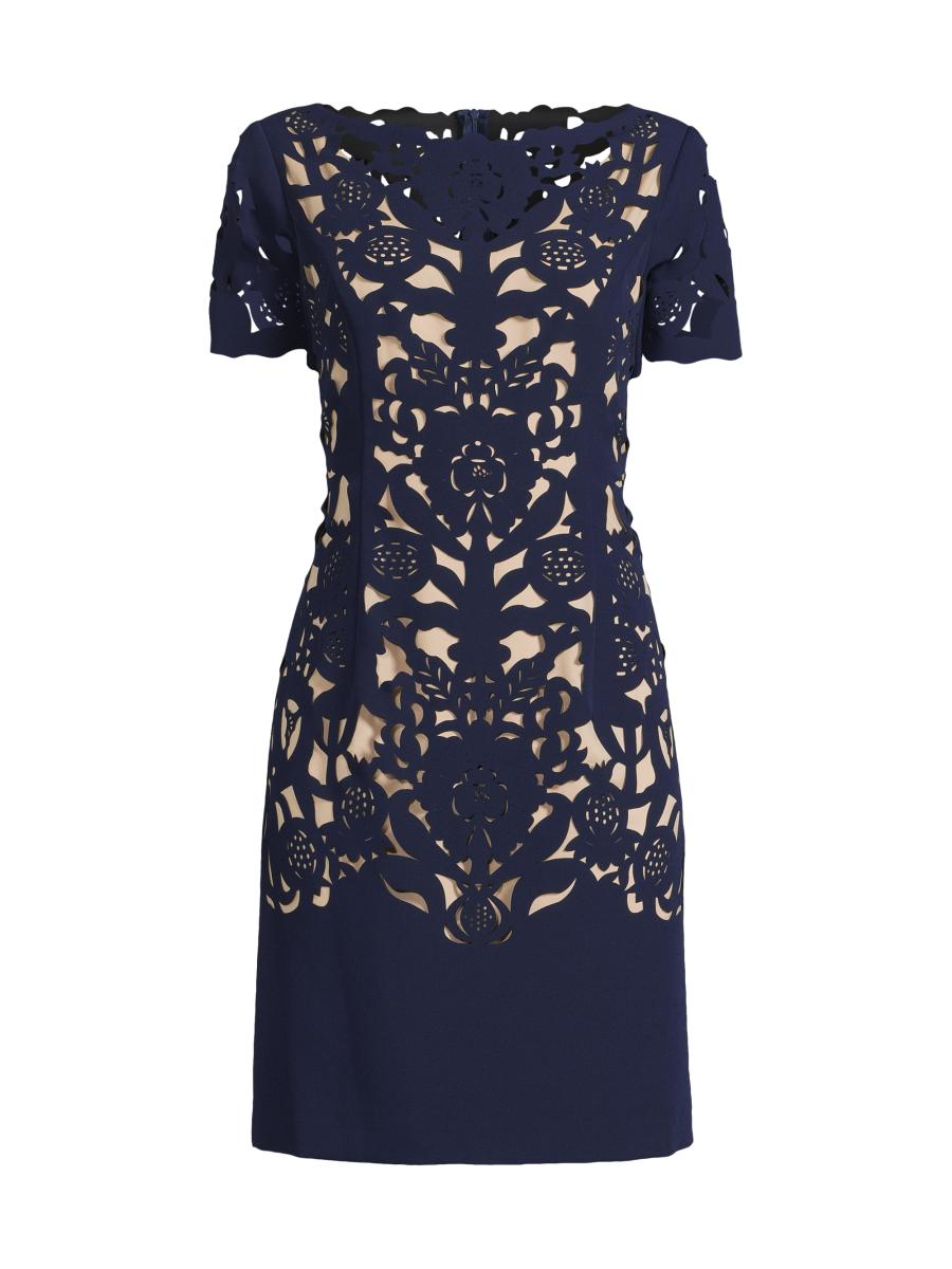 Shani Women's Floral Crepe Laser-cut Sheath Dress In Blue