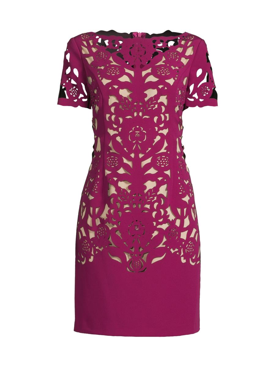 Shani Women's Floral Crepe Laser-cut Sheath Dress In Pink