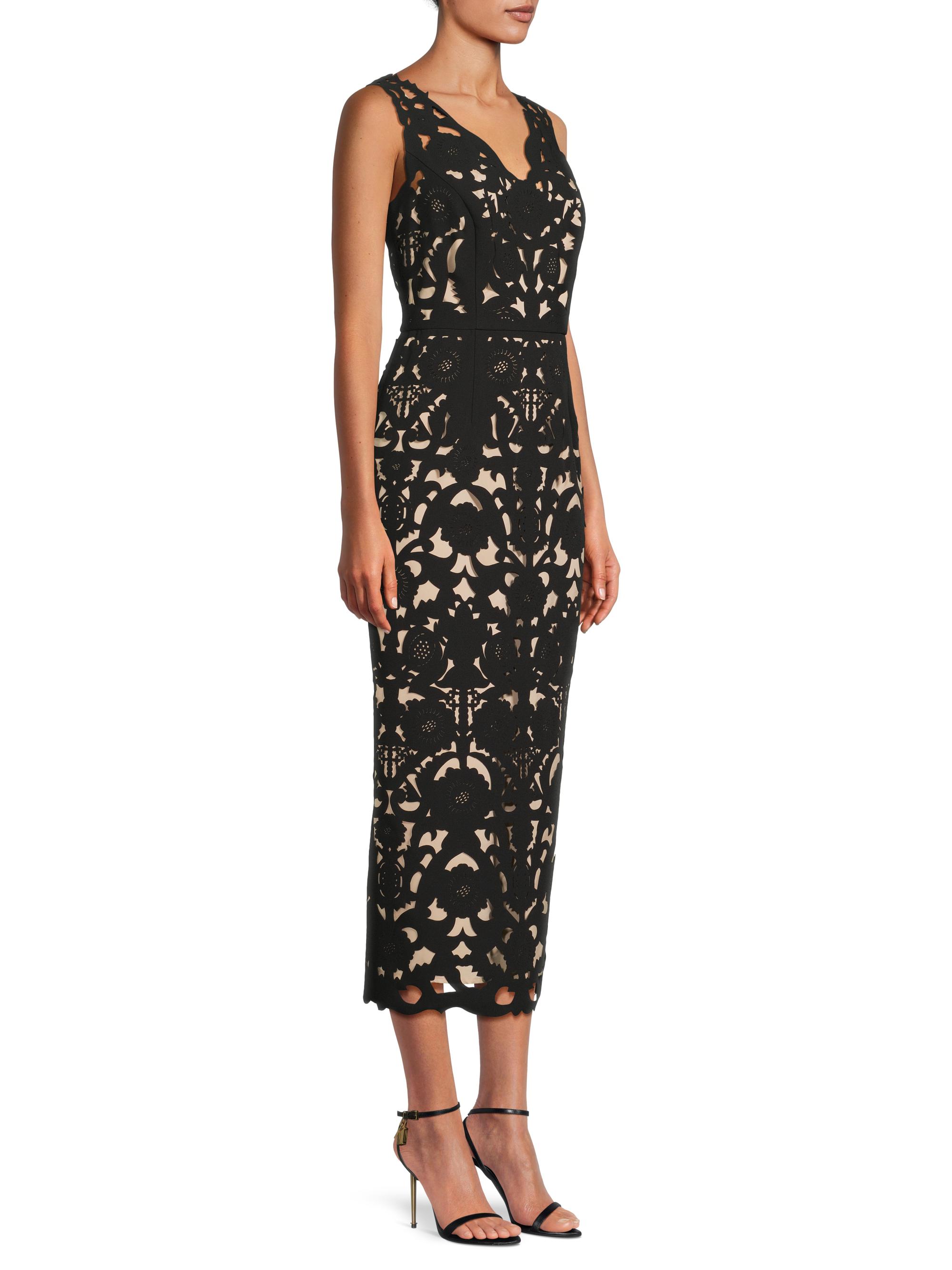 Shani Women's Floral Crepe Laser-Cut Midi Dress - Navy - Size 2