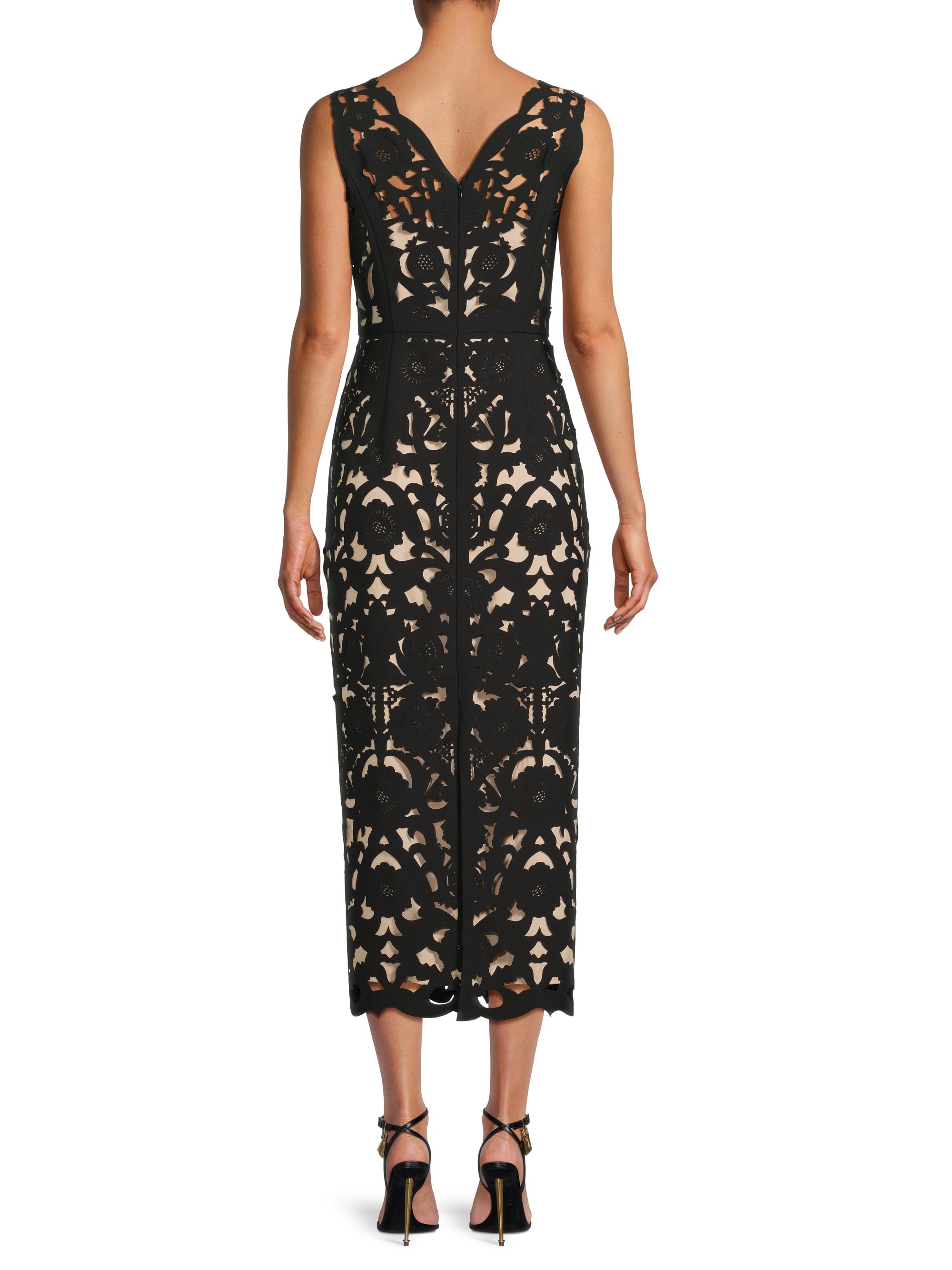 Shani Floral Crepe Laser-Cut Midi Dress | Saks Fifth Avenue