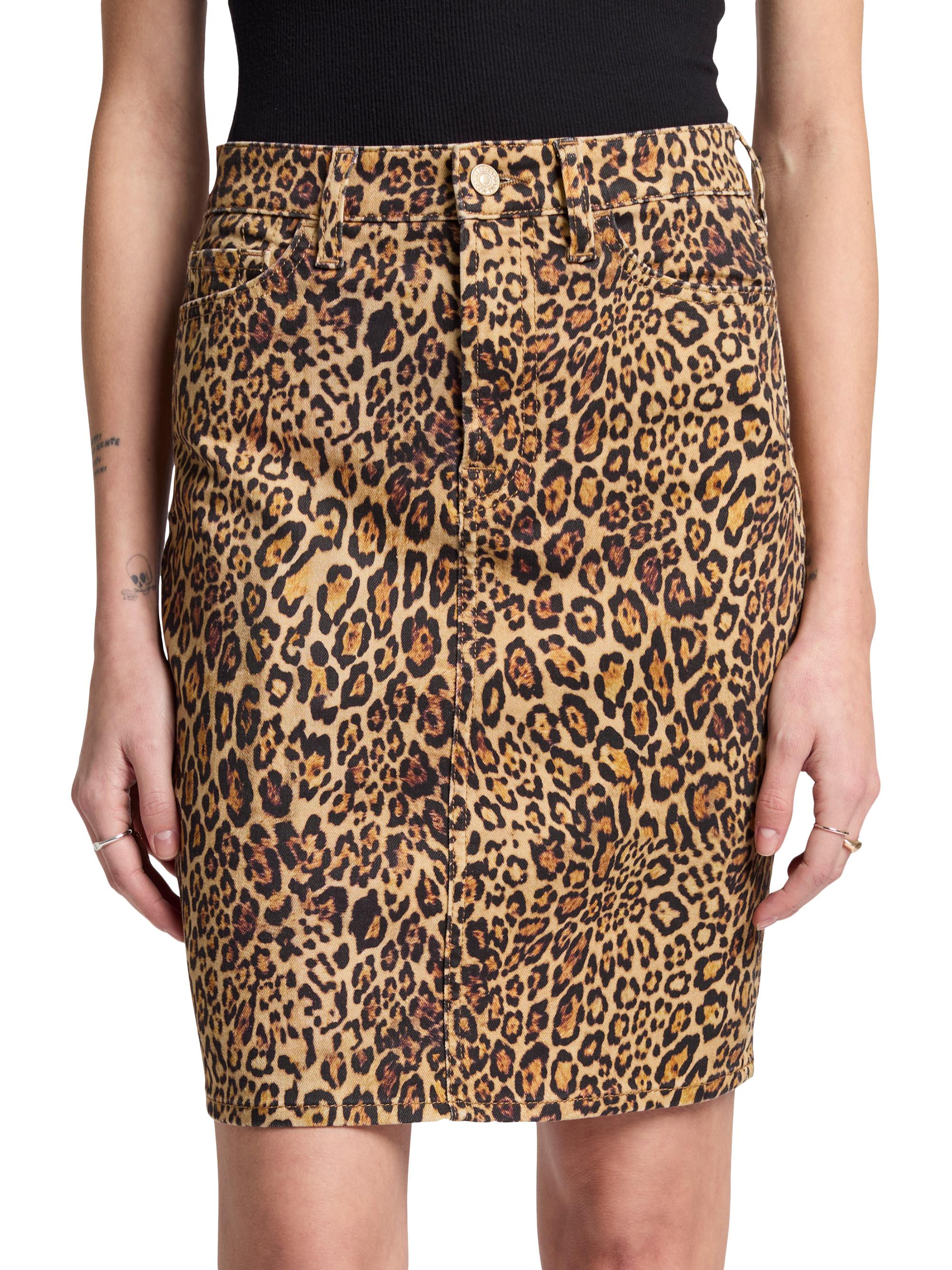 7 For All Mankind Leopard Cotton-Blend Pencil Midi-Skirt | Saks