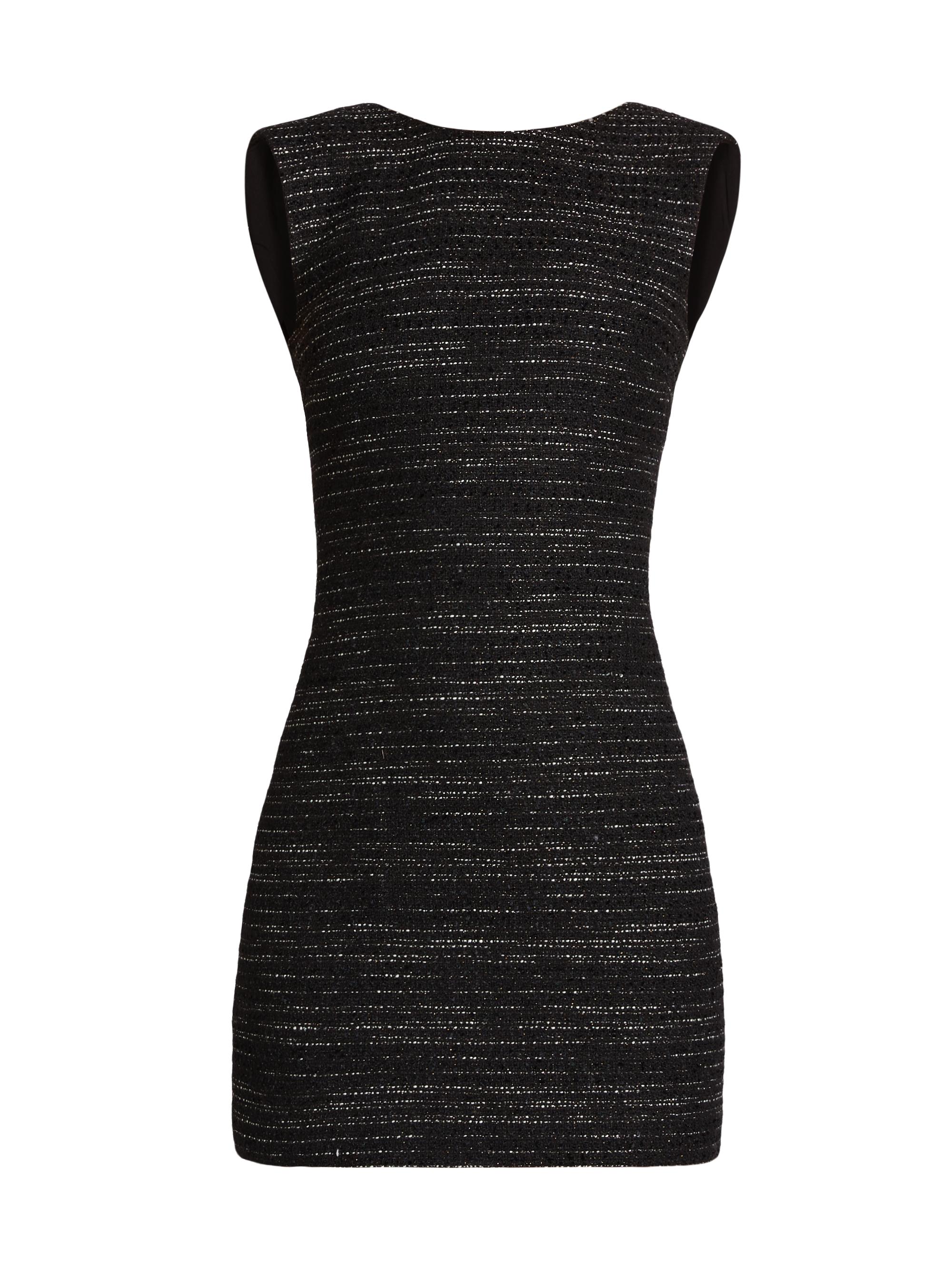 As It May Women's Indigo Tweed Sleeveless Minidress - Black Tweed