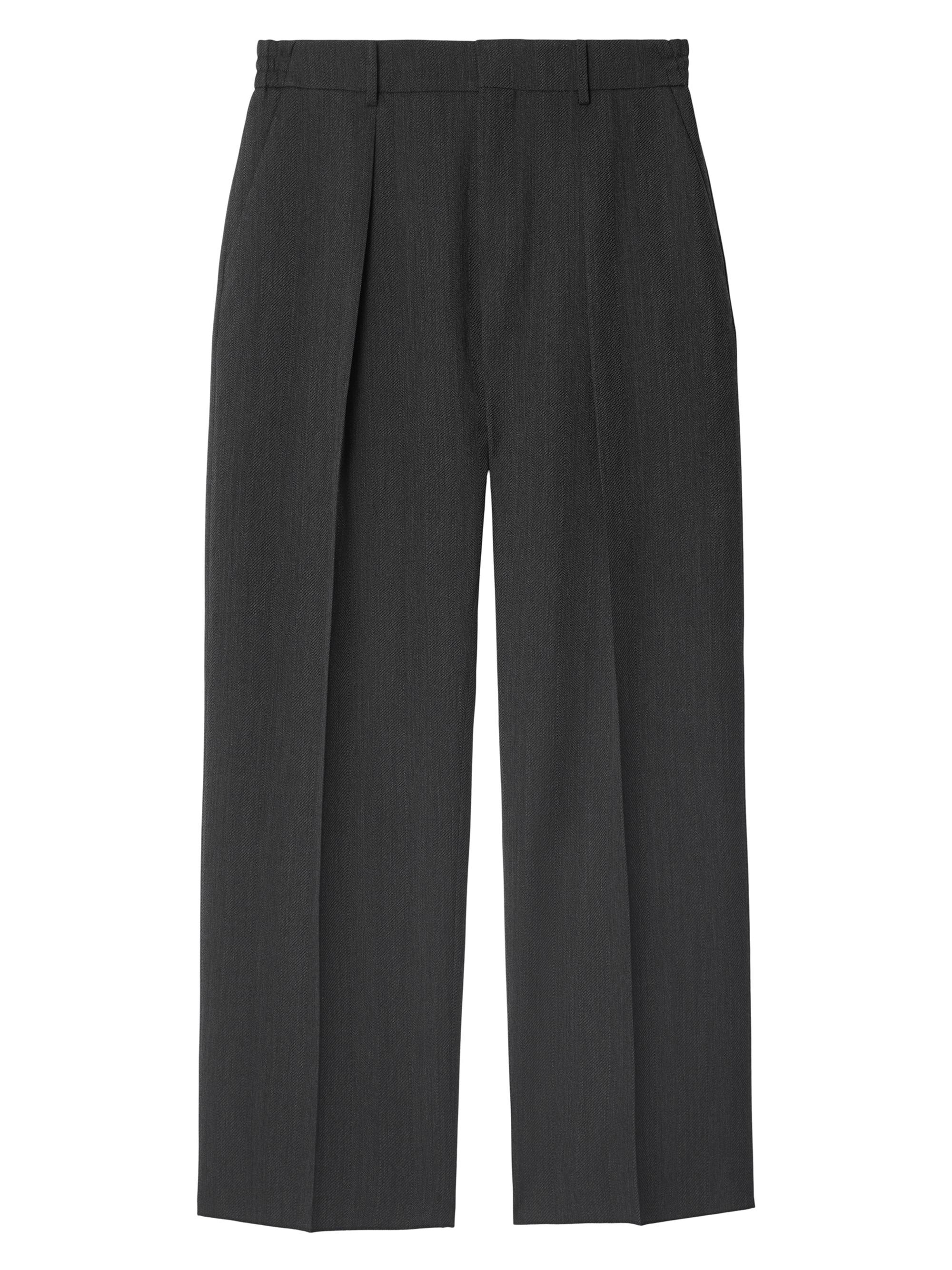 Burberry Men's Herringbone Wool Trousers - Grey Black