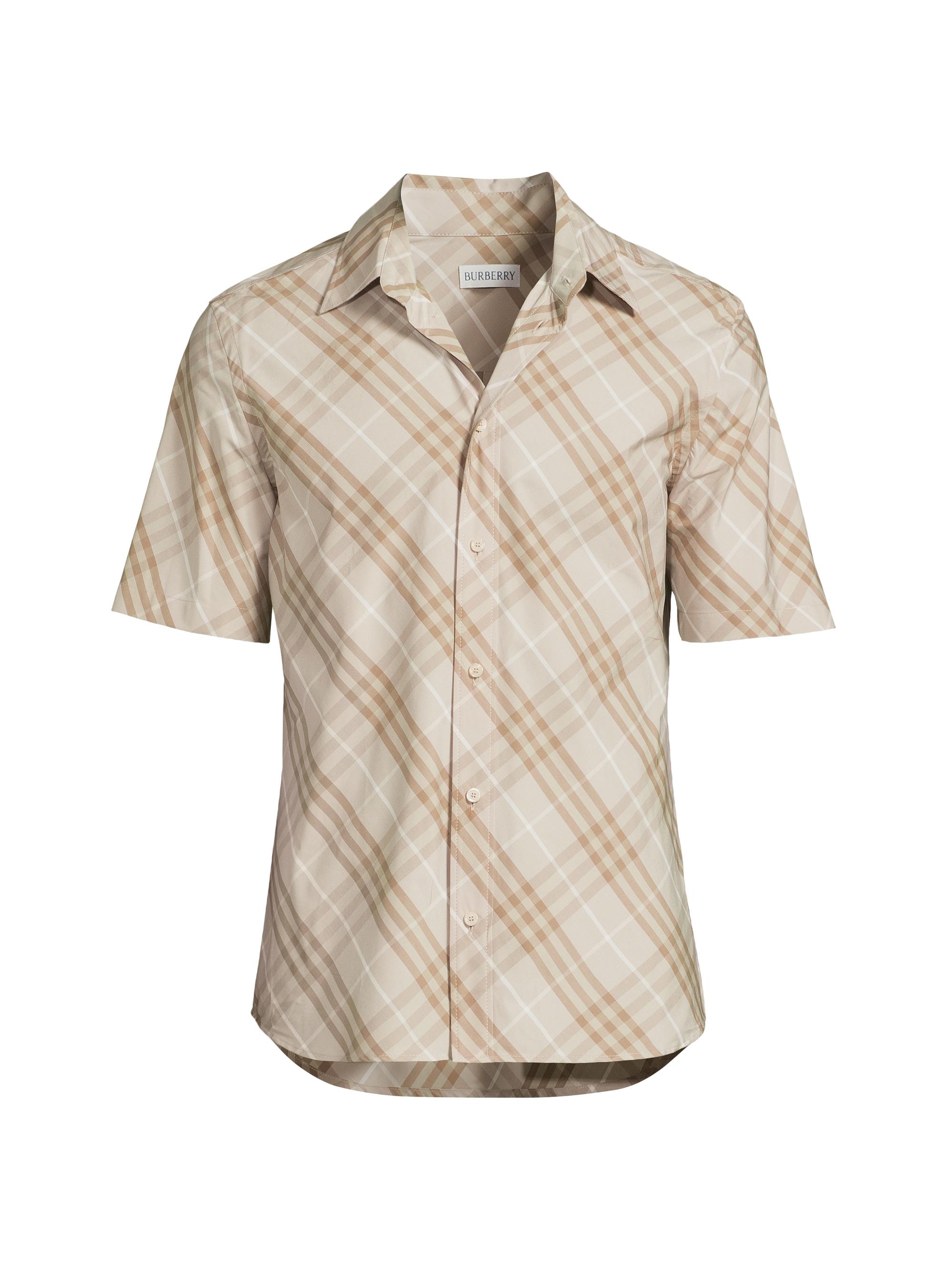 Burberry Men's Check Cotton Shirt - Stone Grey Check