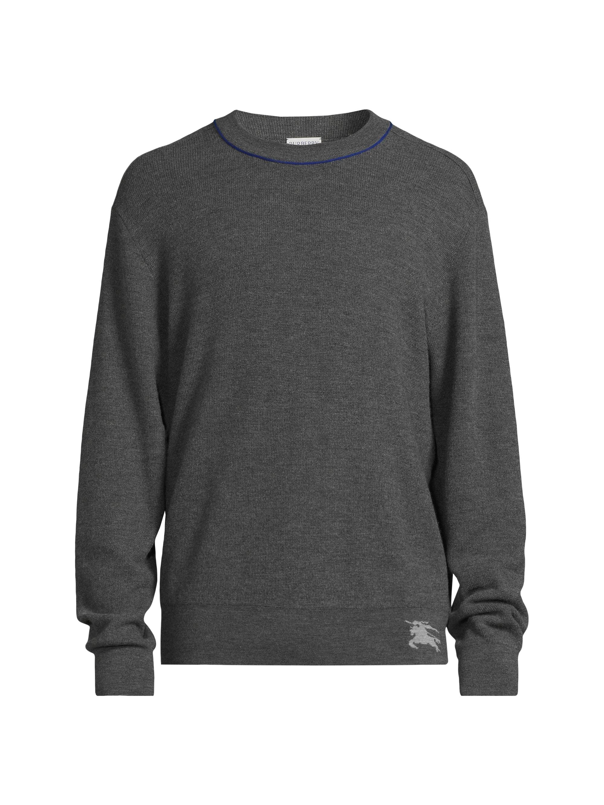Burberry Men's Wool Crewneck Sweater - Grey Melange