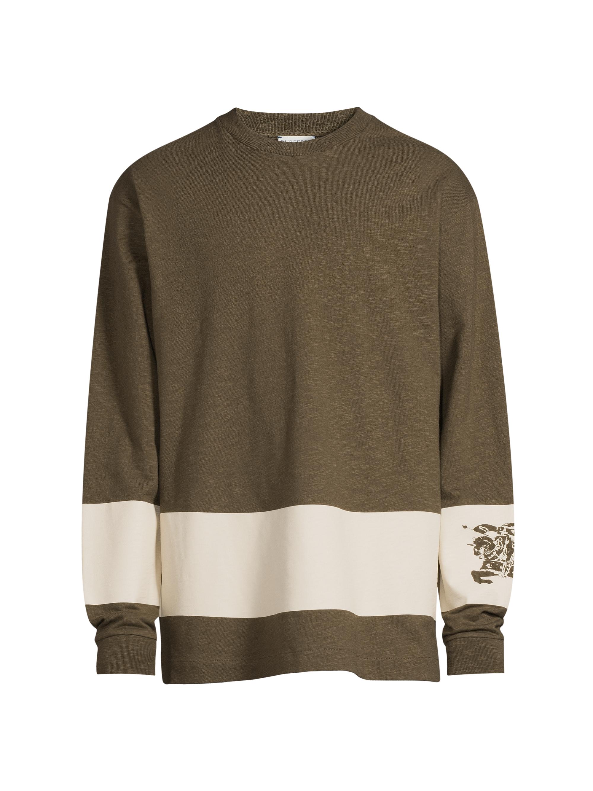 Burberry Men's Striped Crest Logo Cotton Sweater - Lock