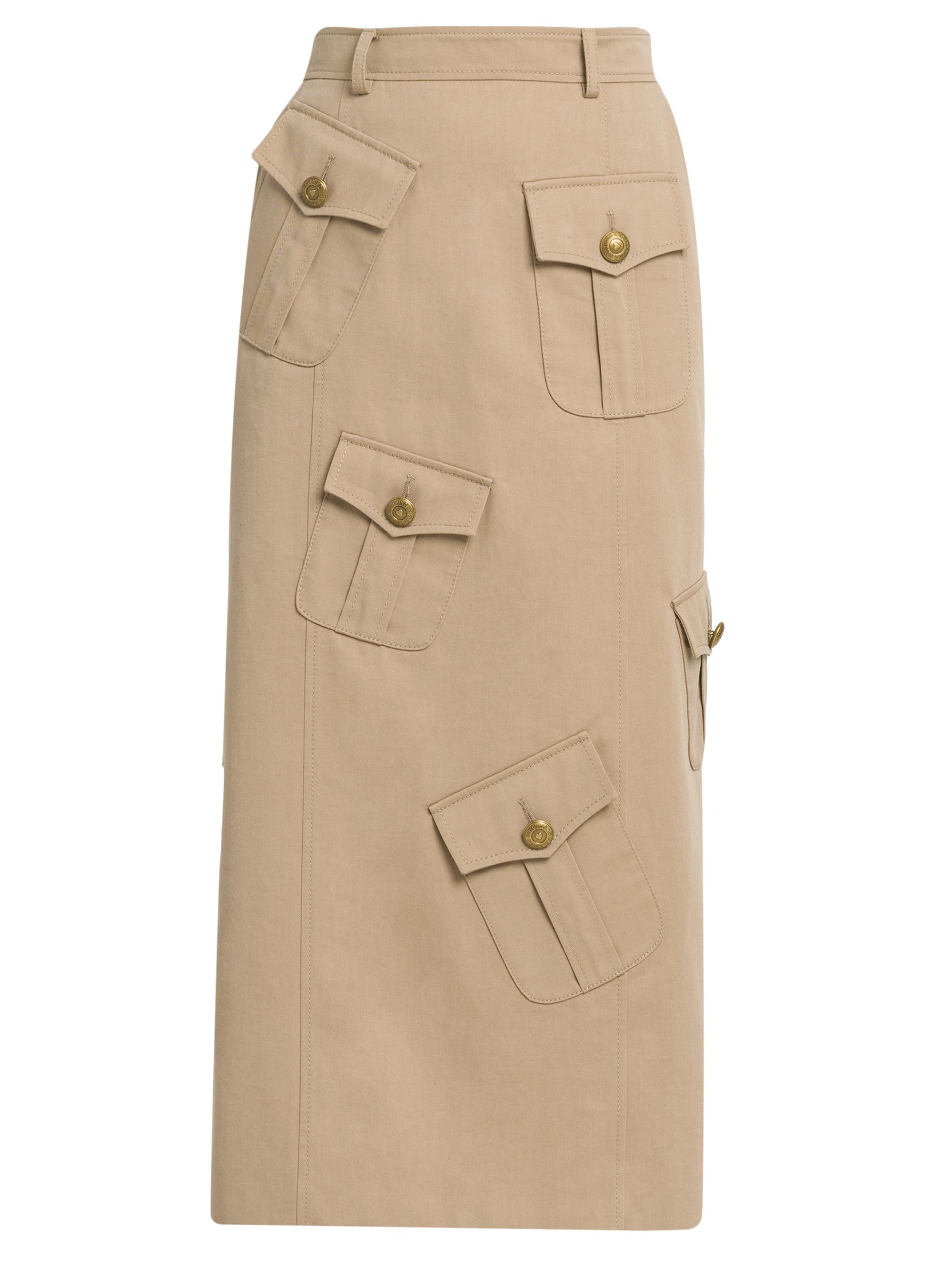 Moschino Women's Cotton-Wool Gabardine Utility Skirt - Beige