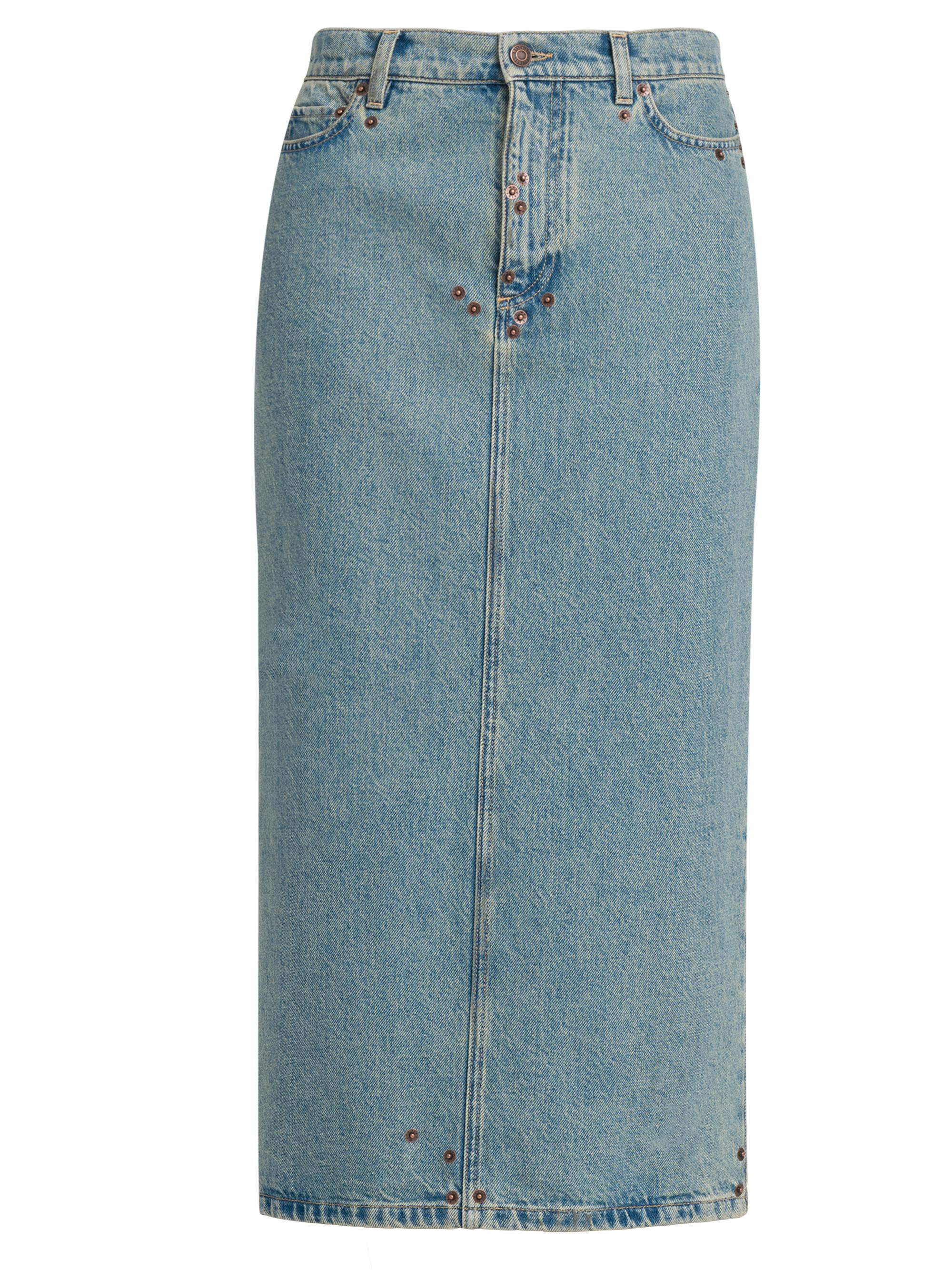Moschino Women's Denim Midi-Skirt - Light Blue