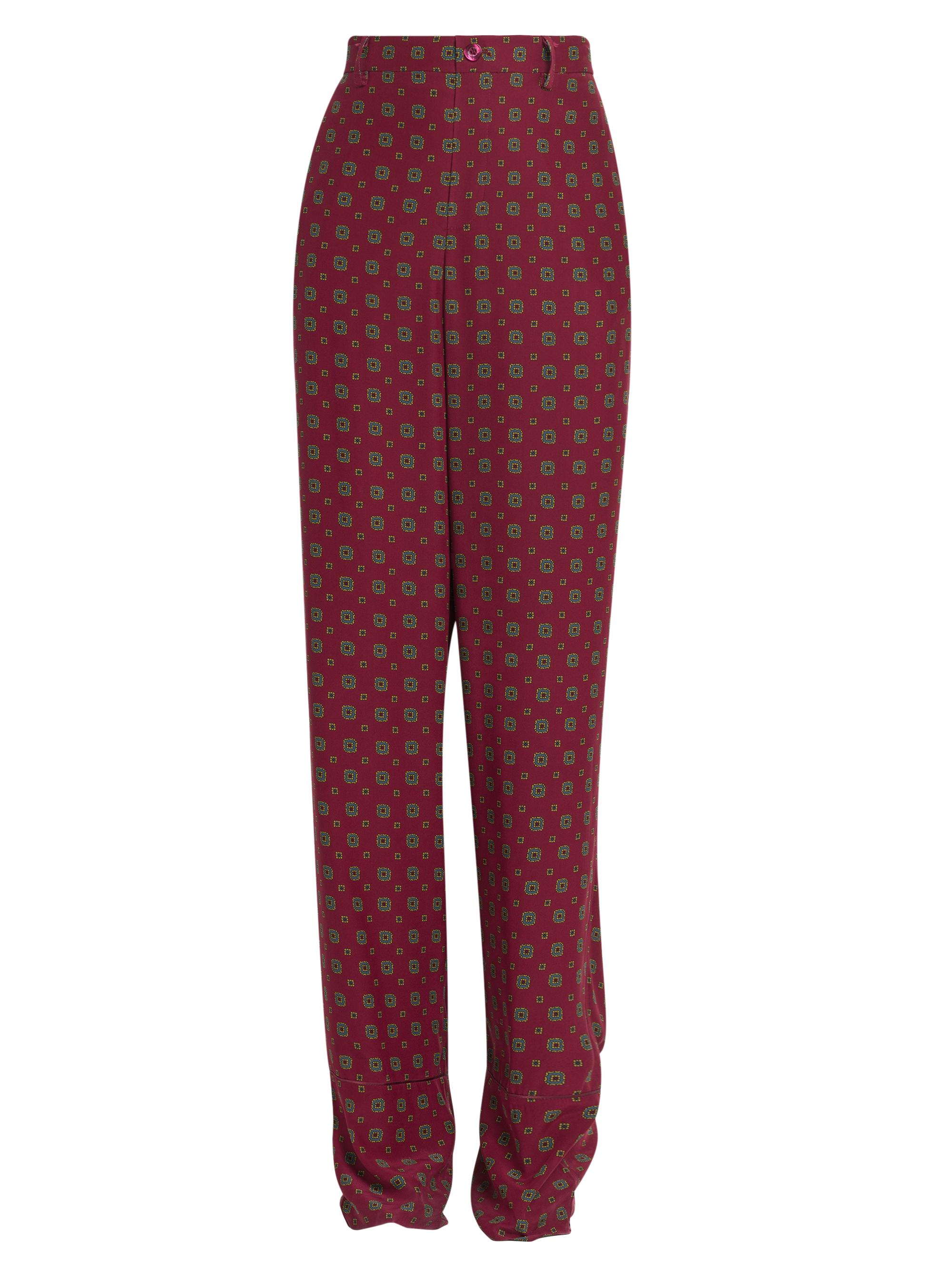 Moschino Women's Geometric Silk High-Rise Trousers - Red Multi