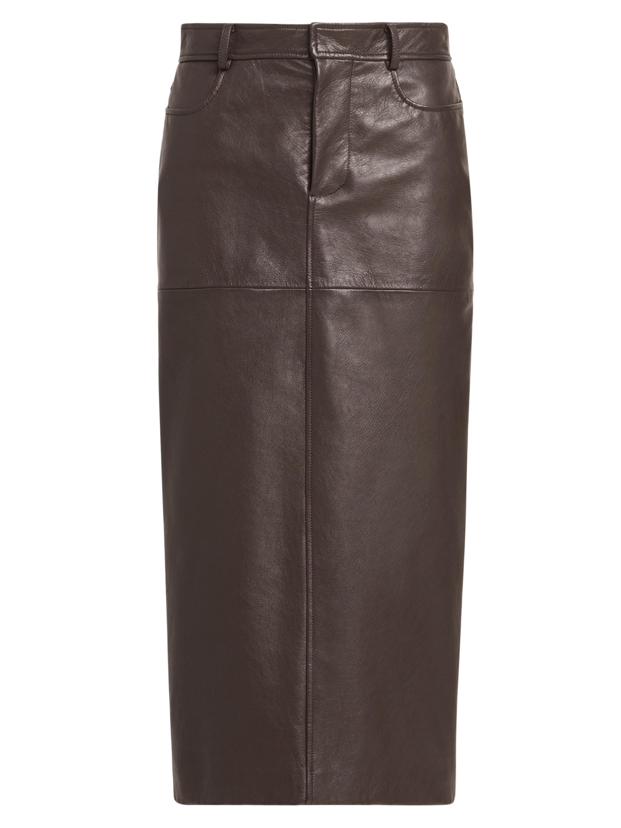 Moschino Women's Leather Pencil Midi-Skirt - Brown