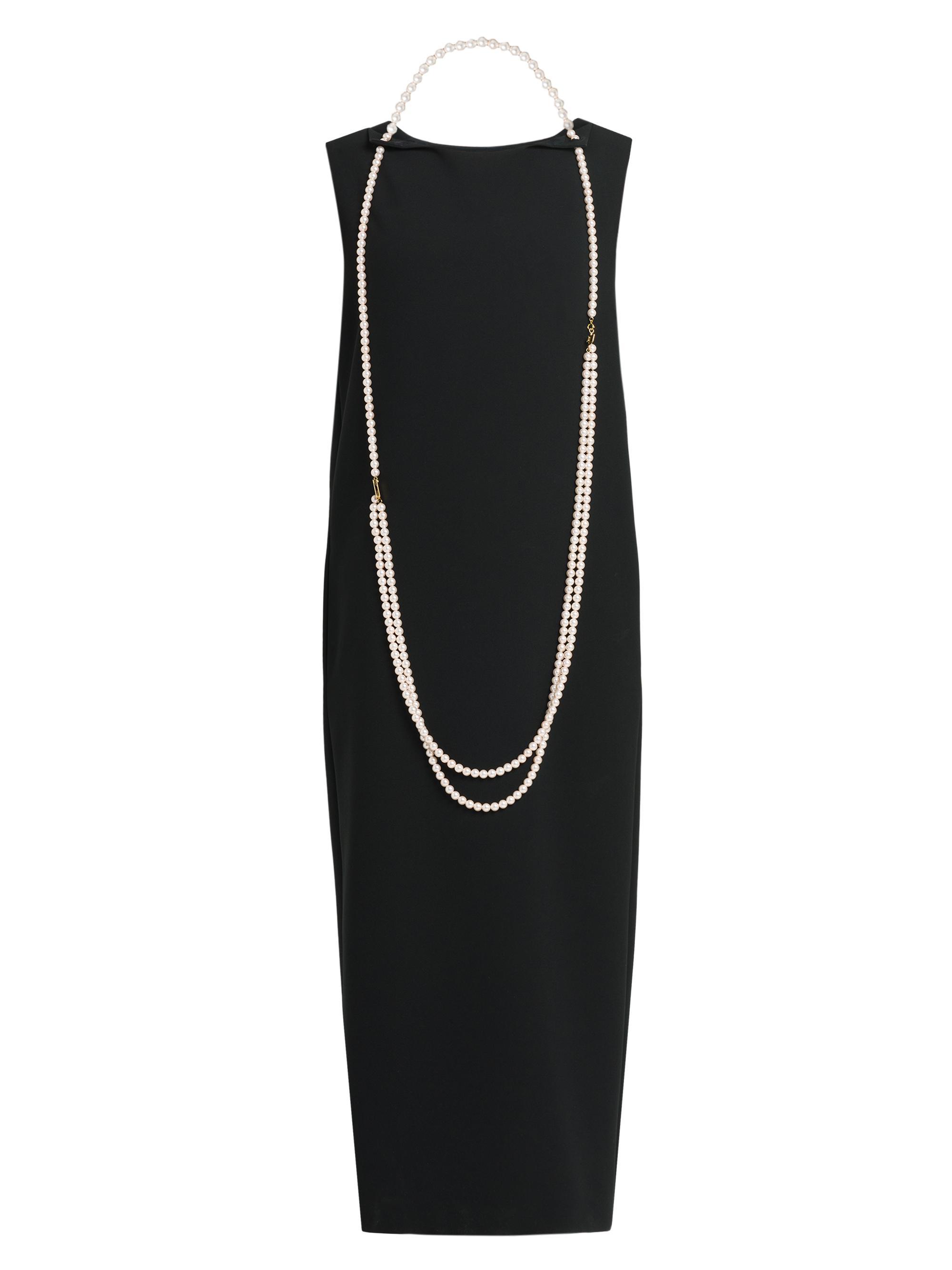 Moschino Women's Faux Pearl Necklace Crêpe Maxi Dress - Black