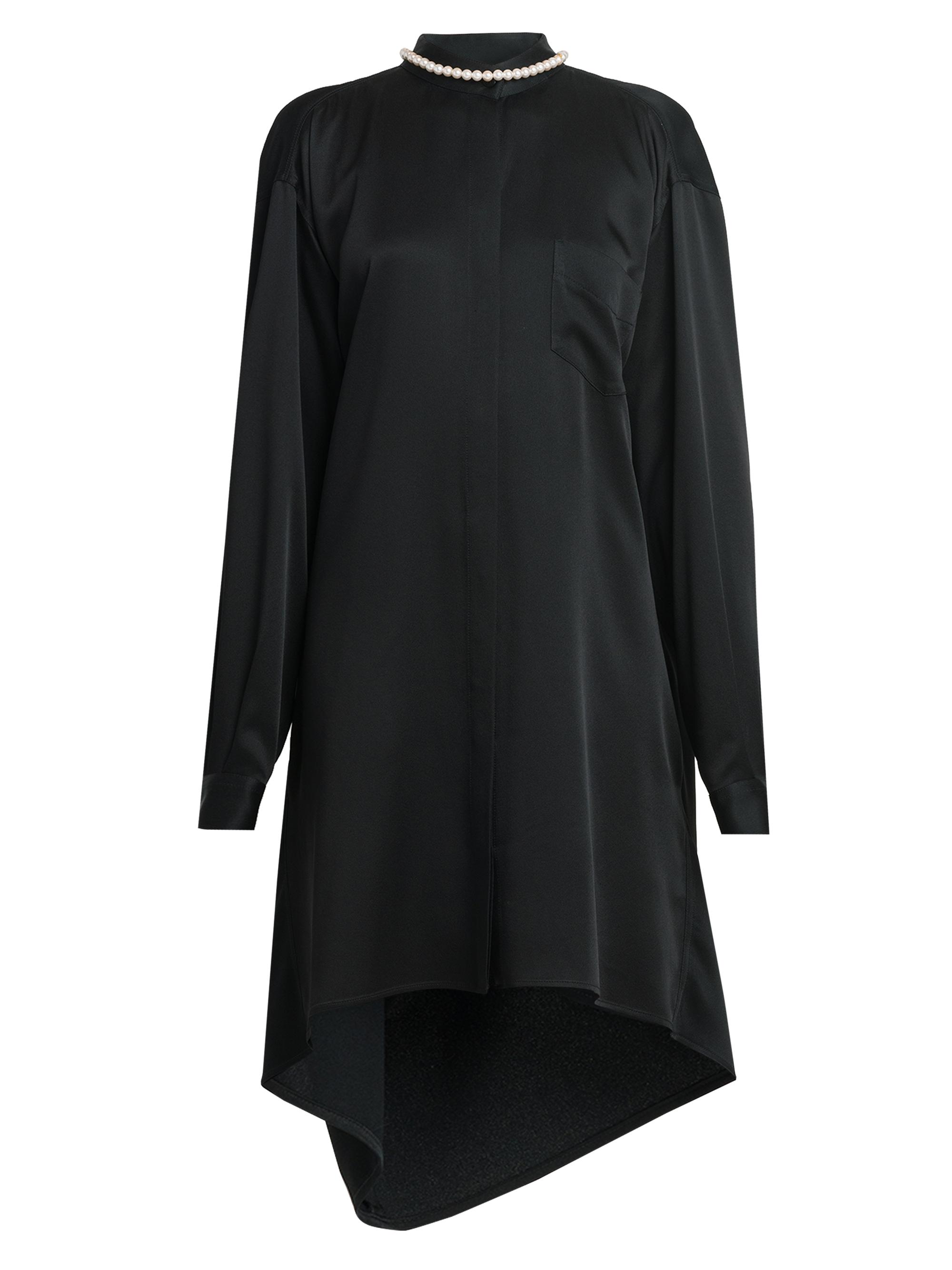 Moschino Women's Faux Pearl Satin Draped Back Dress - Black