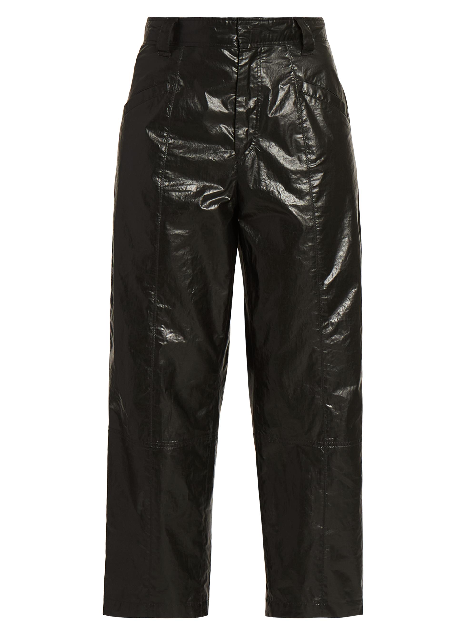 Isabel Marant Women's Aude Faux-Leather Straight-Leg Crop Pants - Black