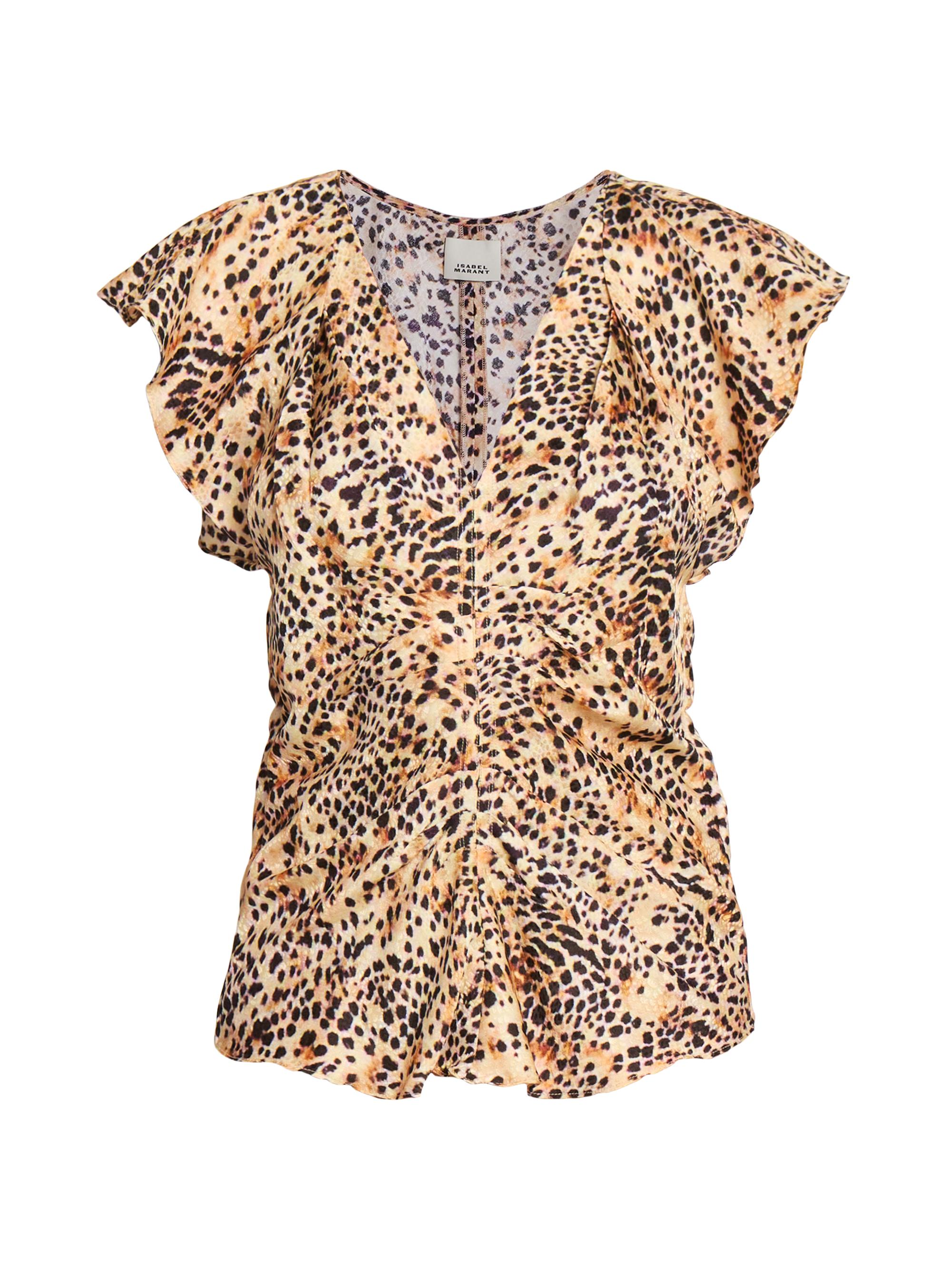 Isabel Marant Women's Lonea Animal-Print Ruched Blouse - Natural