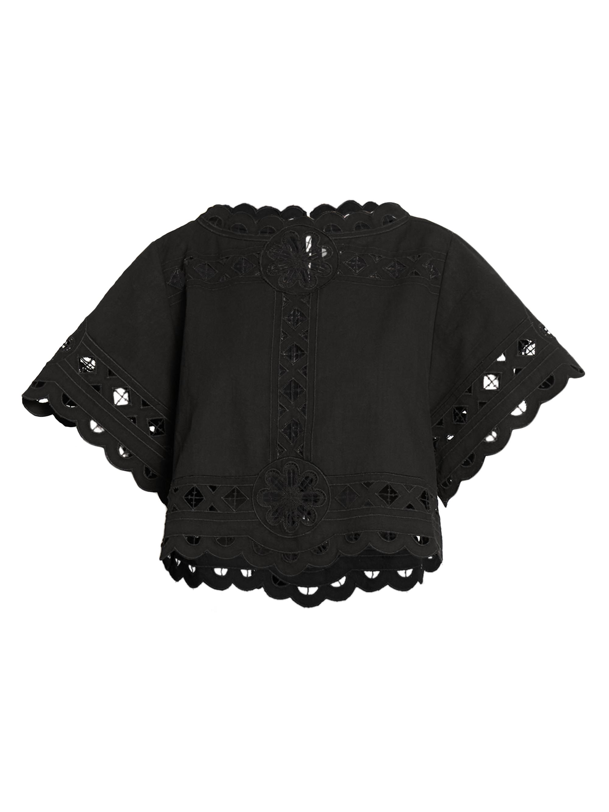 Isabel Marant Women's Parissa Cut-Out Cotton Top - Black