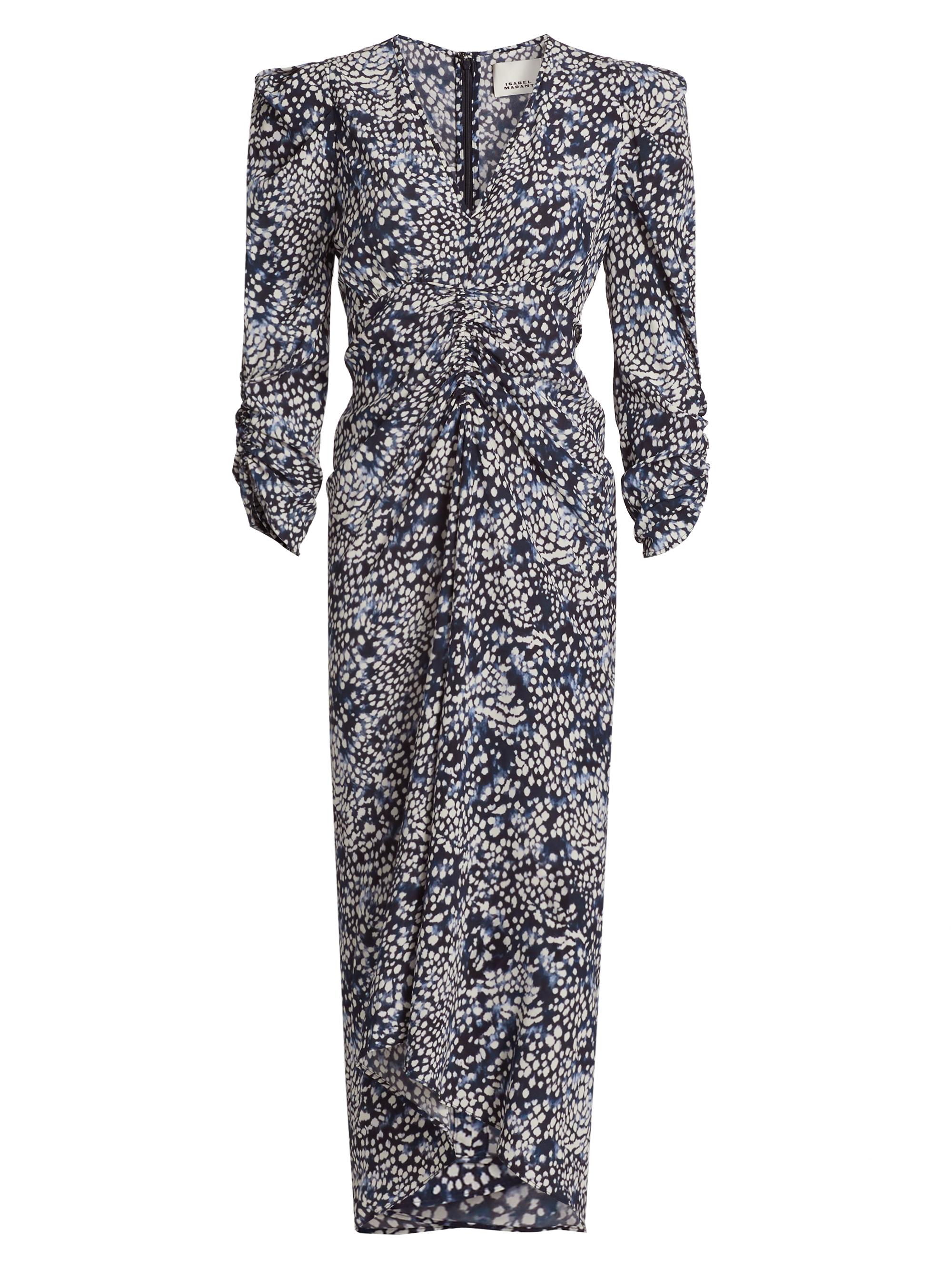 Isabel Marant Women's Albini Printed Silk Midi-Dress - Midnight White