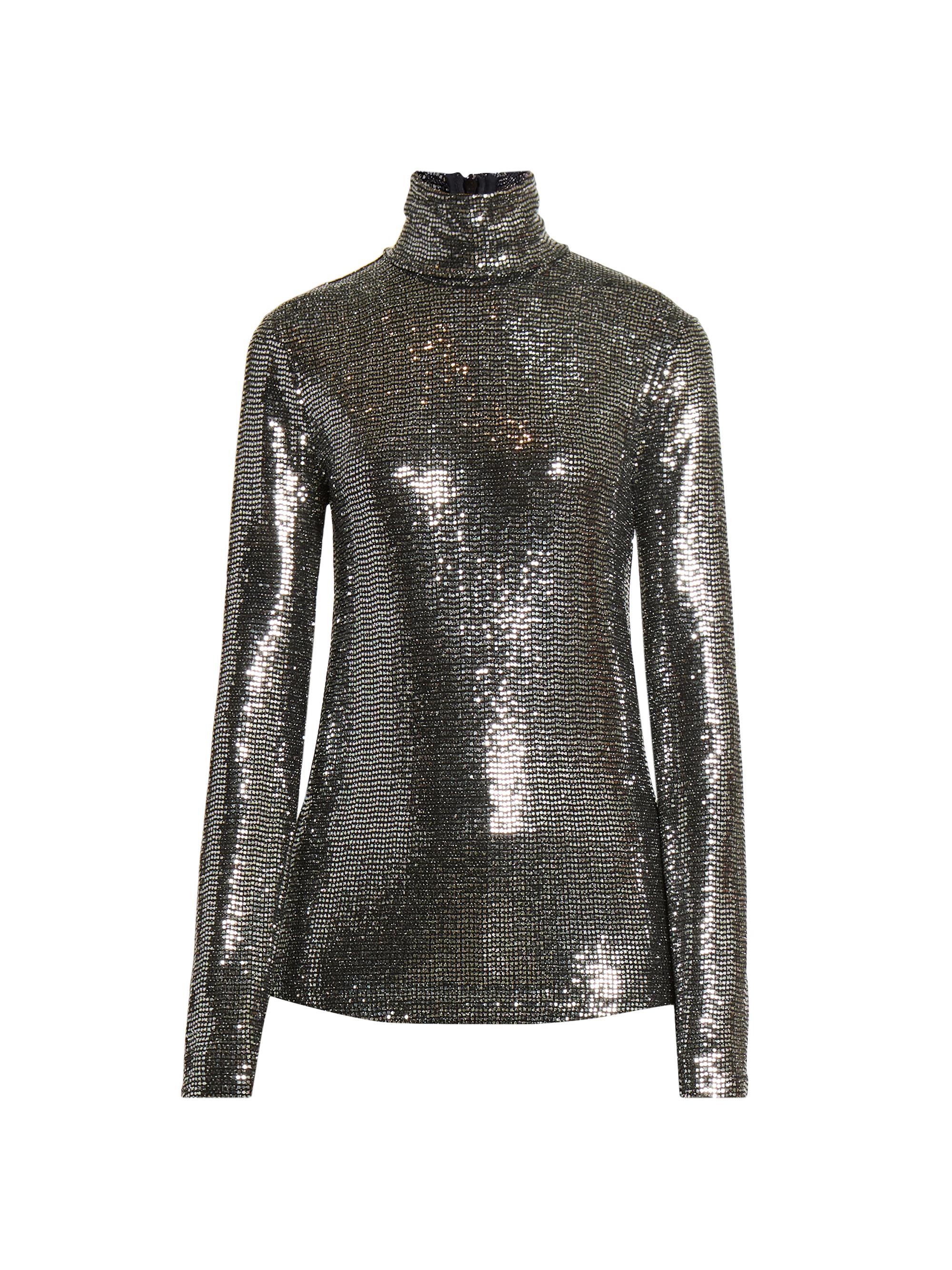 Isabel Marant Women's Joyela Sequin-Embellished Mock Turtleneck Top - Black Silver