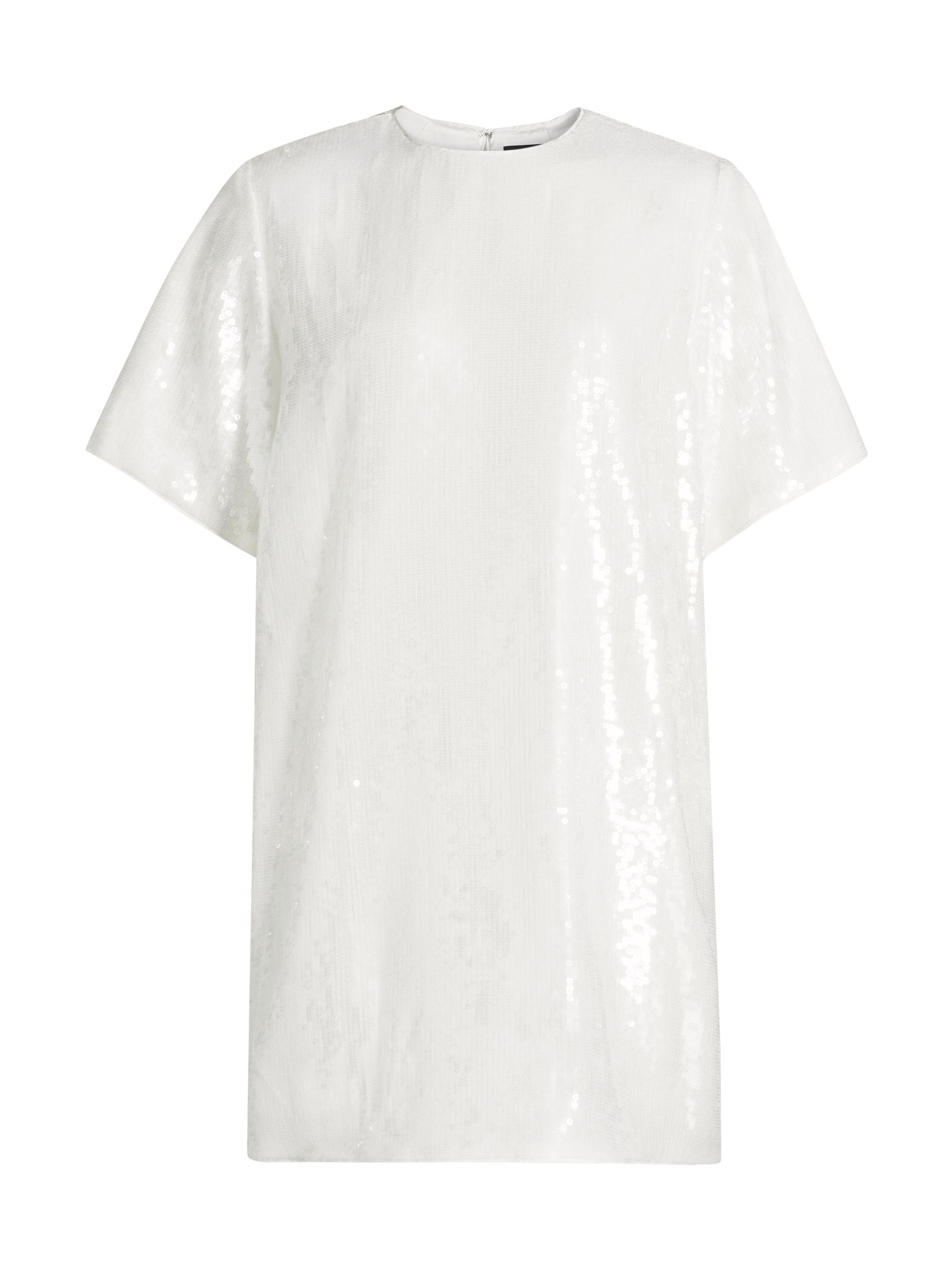 Theory Women's Sequined Oversized T-Shirt Minidress - White