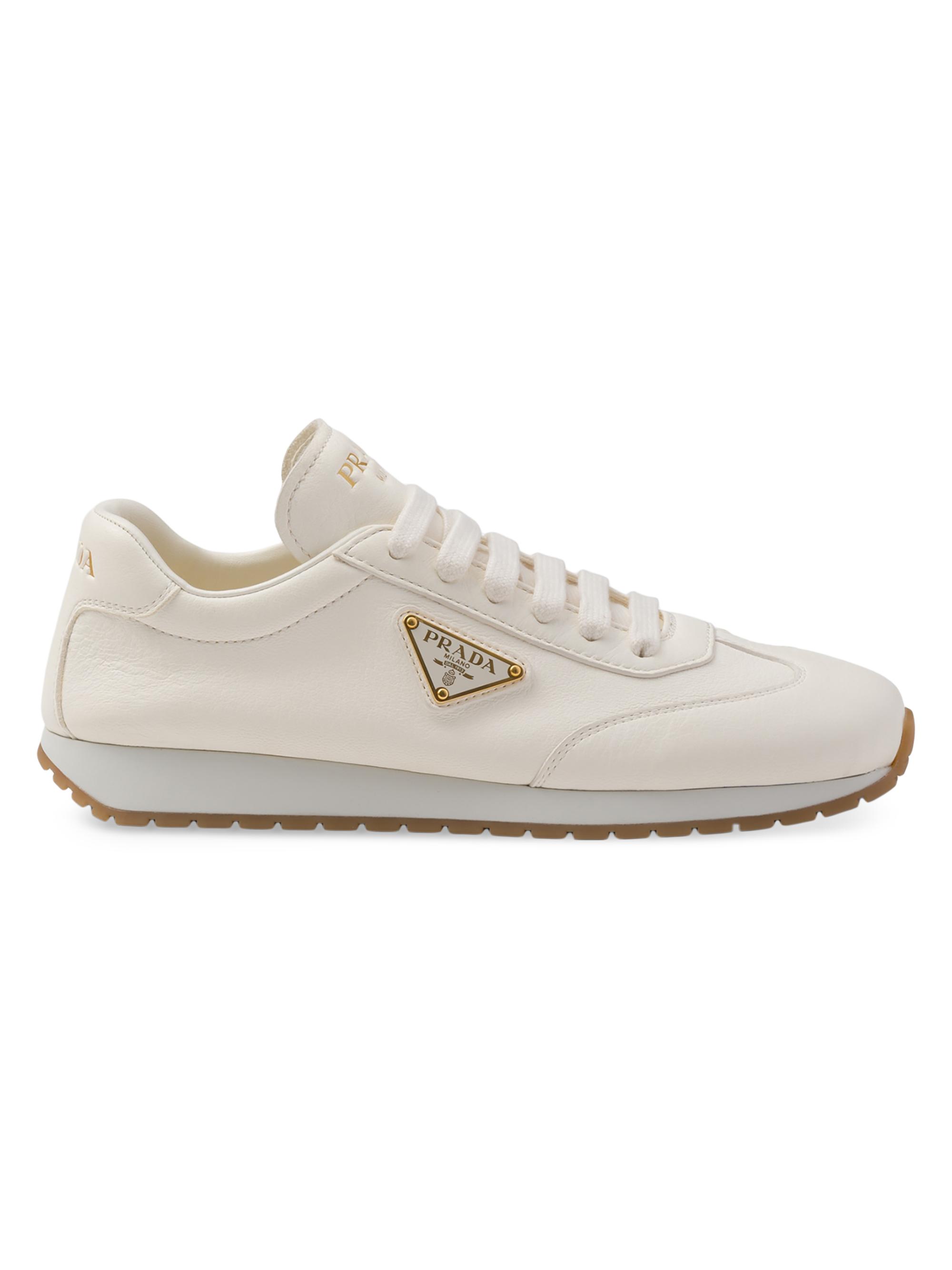 Prada Women's Leather Sneakers - Beige Khaki