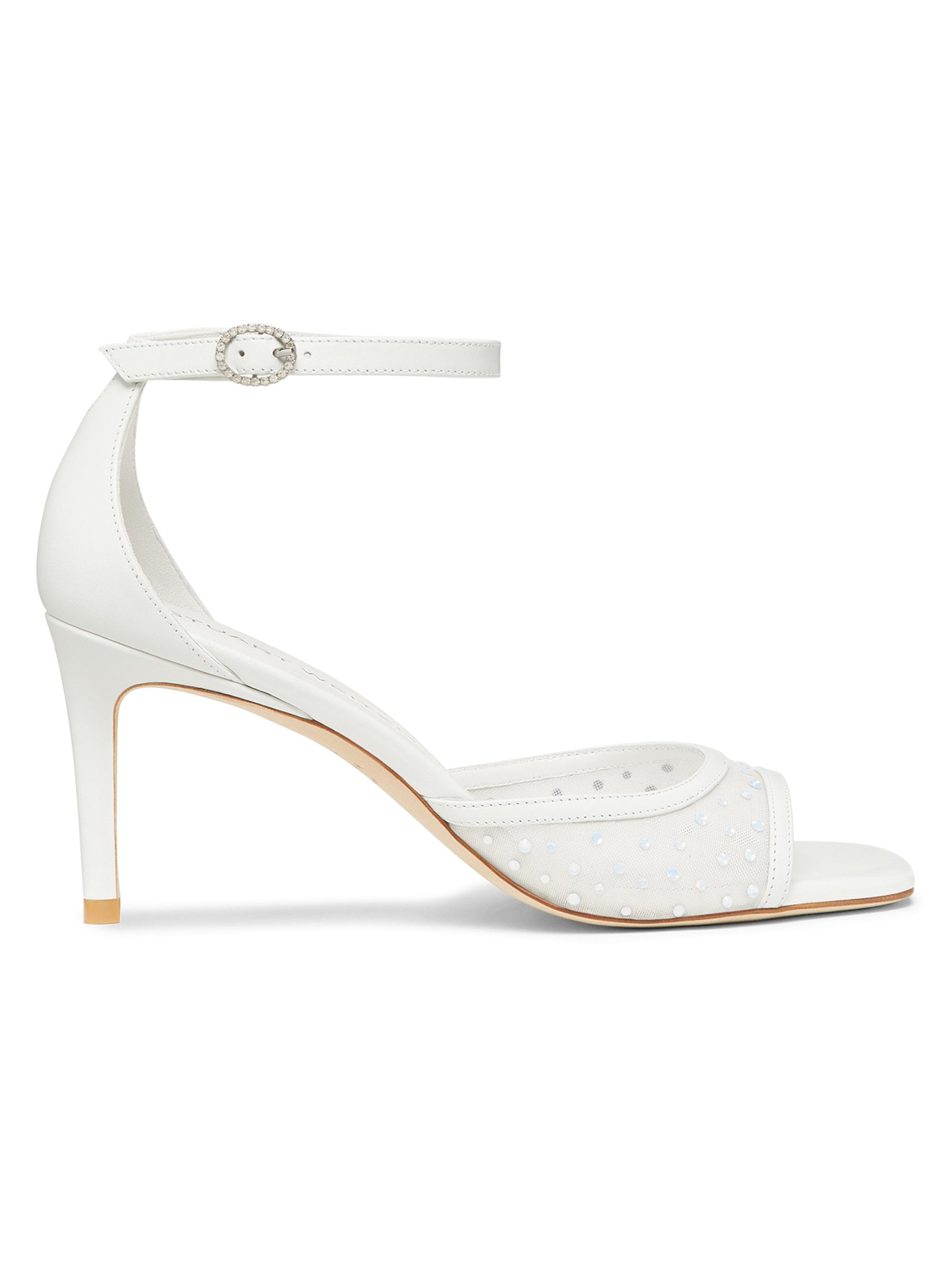 Stuart Weitzman Women's Nudistia 75MM Mesh & Leather Sandals - White