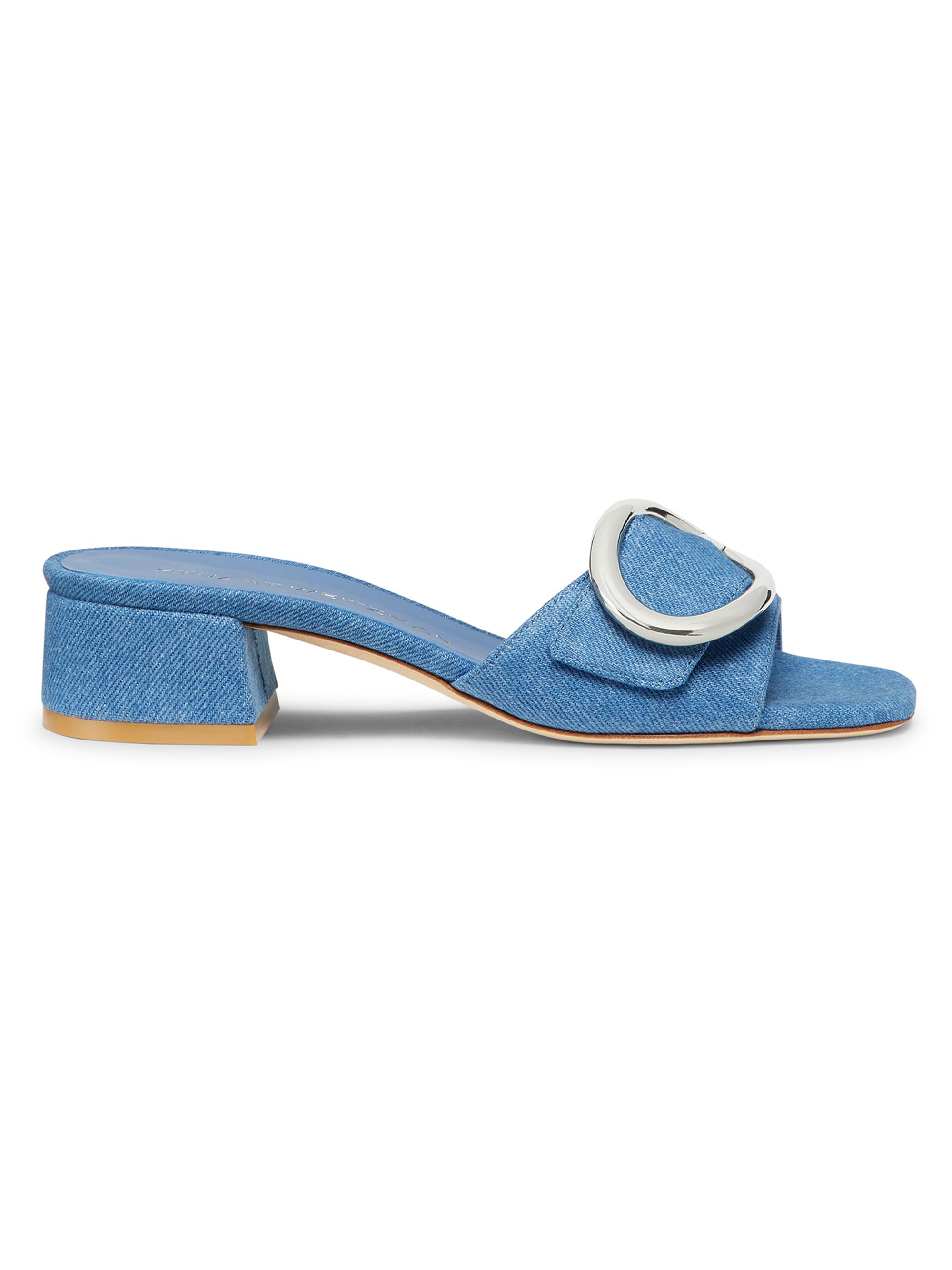 Stuart Weitzman Women's Benni Denim Slides - Washed  Sandals