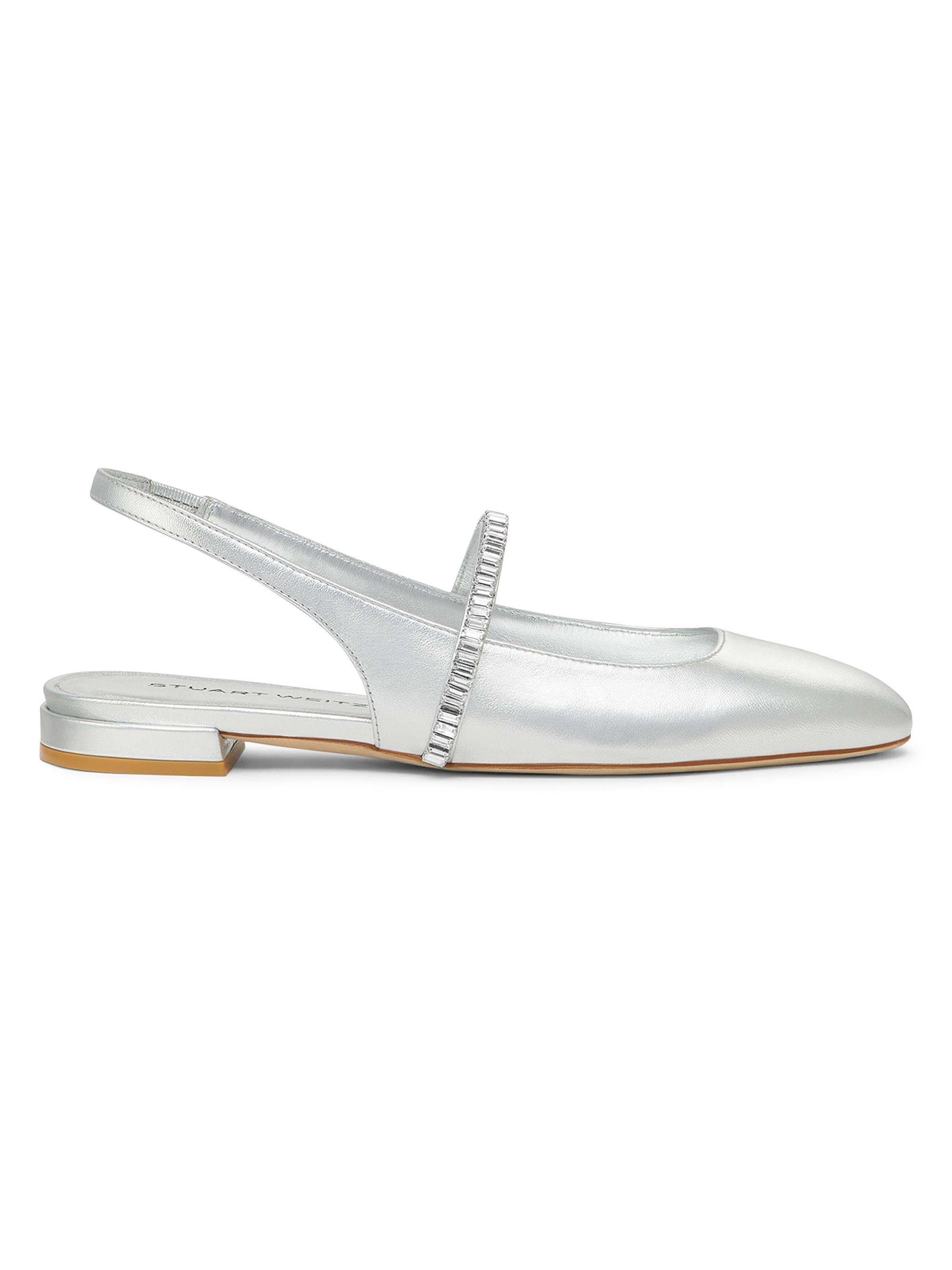 Stuart Weitzman Stefanie Crystal-Embellished Leather Slingback